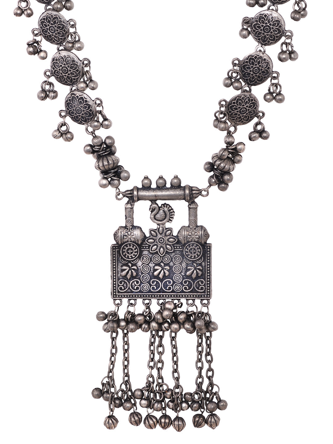 Silver Toned Oxidised Tribal Necklace Jewellery Set, zaveri pearls, sale price rs, sale price, sale gold plated, sale gold, sale, rubans, ring, regular price, priyassi jewellery, kushal's - S