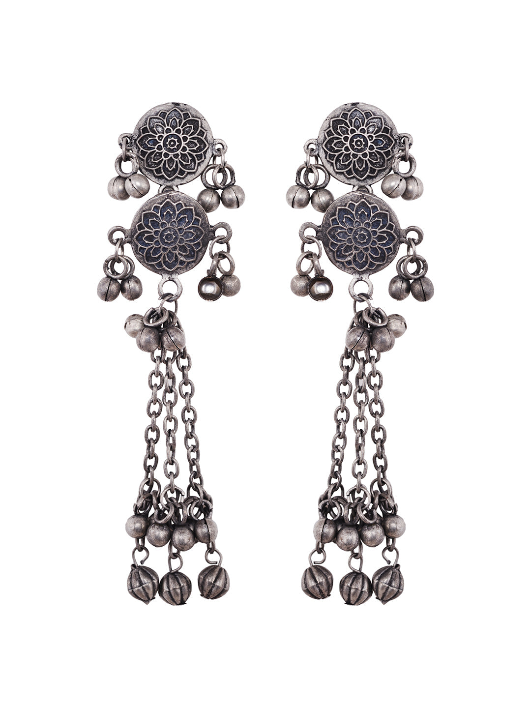 Silver Toned Oxidised Tribal Necklace Jewellery Set, zaveri pearls, sale price rs, sale price, sale gold plated, sale gold, sale, rubans, ring, regular price, priyassi jewellery, kushal's - S