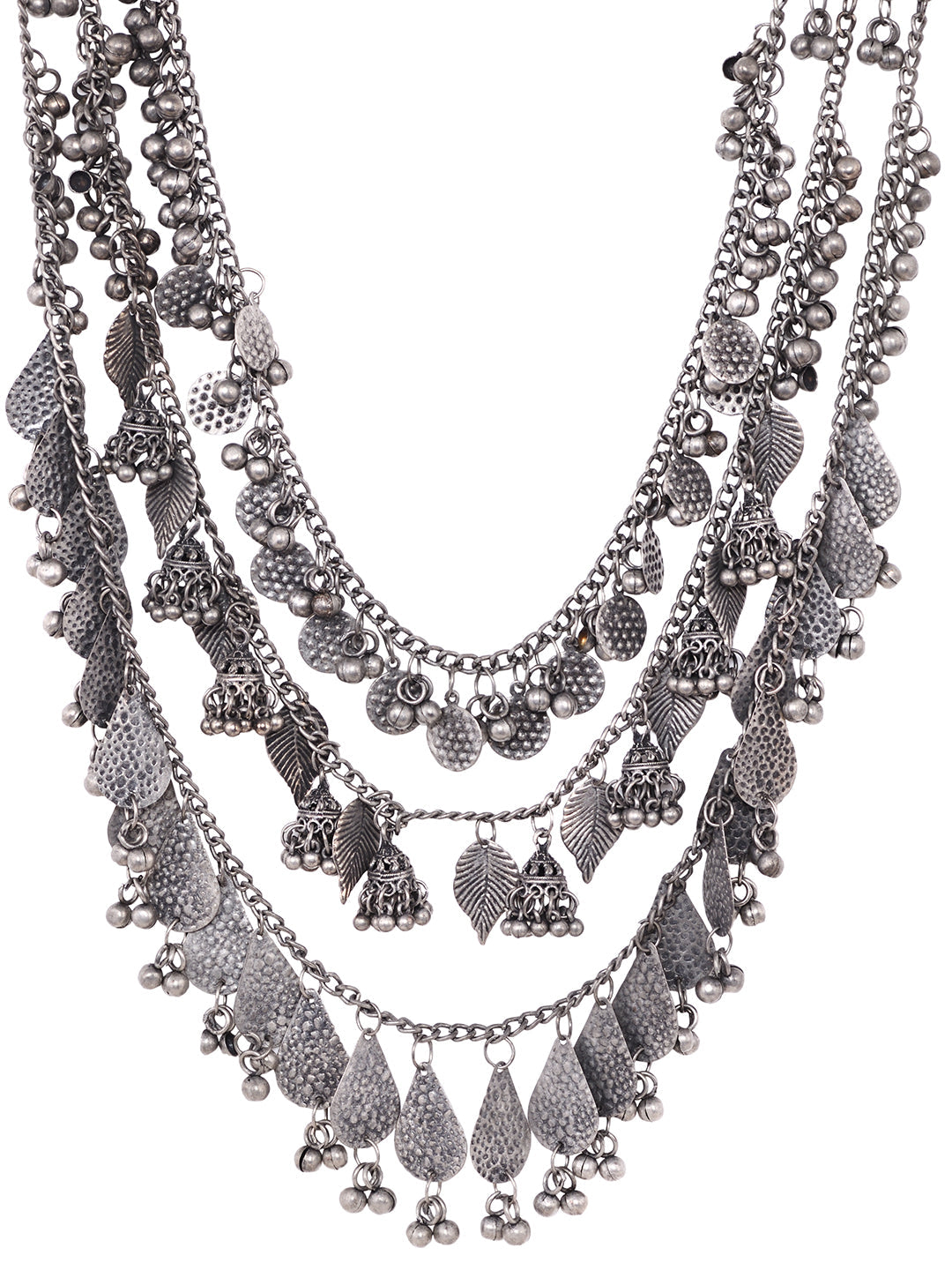 Oxidised Siver Toned Tribal Triple Layered Necklace Jewellery Set, zaveri pearls, sale price rs, sale price, sale gold plated, sale gold, sale, rubans, ring, regular price, priyassi jewellery