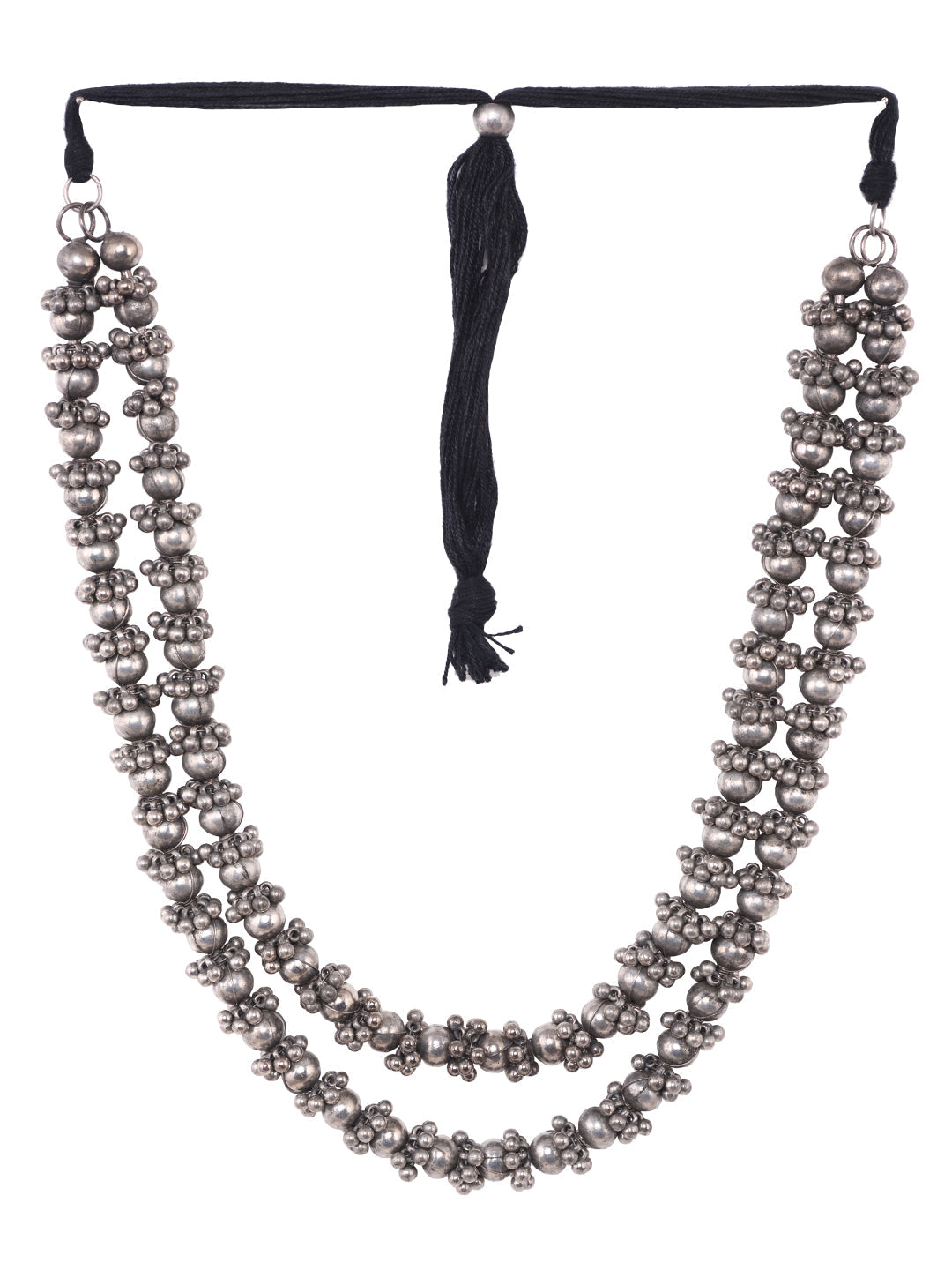 Oxidised Silver Plated Layered Ghugroo Necklace Chain, zaveri pearls, sale price rs, sale price, sale gold plated, sale gold, sale, rubans, ring, regular price, priyassi jewellery, kushal's -