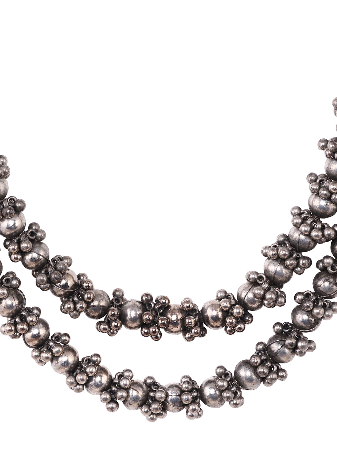 Oxidised Silver Plated Layered Ghugroo Necklace Chain, zaveri pearls, sale price rs, sale price, sale gold plated, sale gold, sale, rubans, ring, regular price, priyassi jewellery, kushal's -