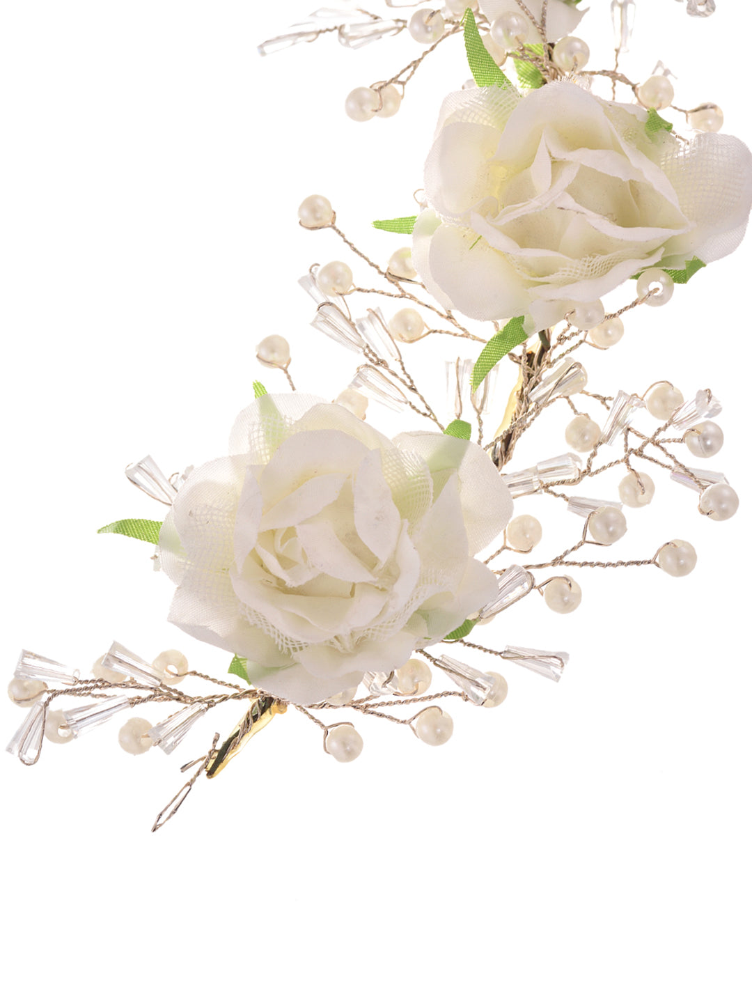 White Rose Pearl Beaded Designer Hair Accessory, zaveri pearls, sale price rs, sale price, sale gold plated, sale gold, sale, rubans, ring, regular price, priyassi jewellery, kushal's - Saraf