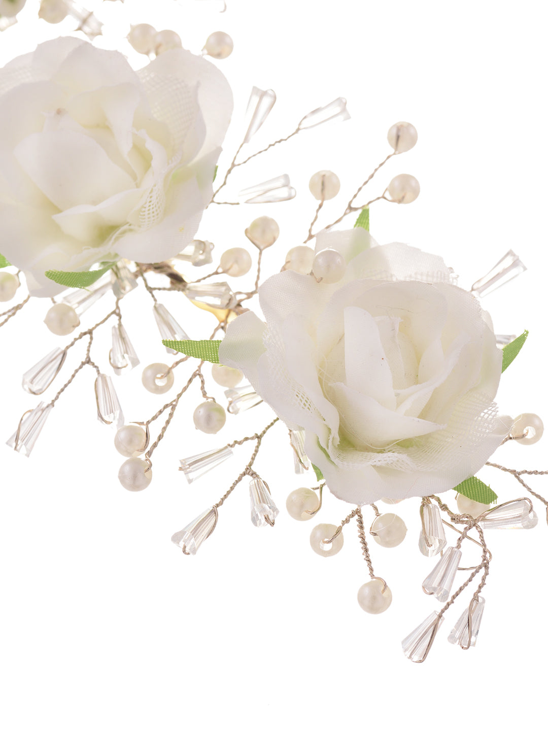 White Rose Pearl Beaded Designer Hair Accessory, zaveri pearls, sale price rs, sale price, sale gold plated, sale gold, sale, rubans, ring, regular price, priyassi jewellery, kushal's - Saraf