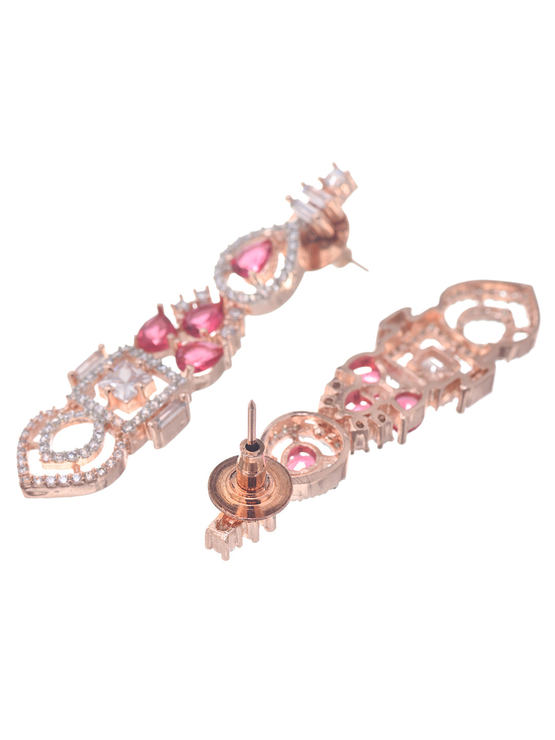 Rose Gold Toned Red AD Studded Necklace Jewellery Set, zaveri pearls, sale price rs, sale price, sale gold plated, sale gold, sale, rubans, ring, regular price, priyassi jewellery, kushal's -