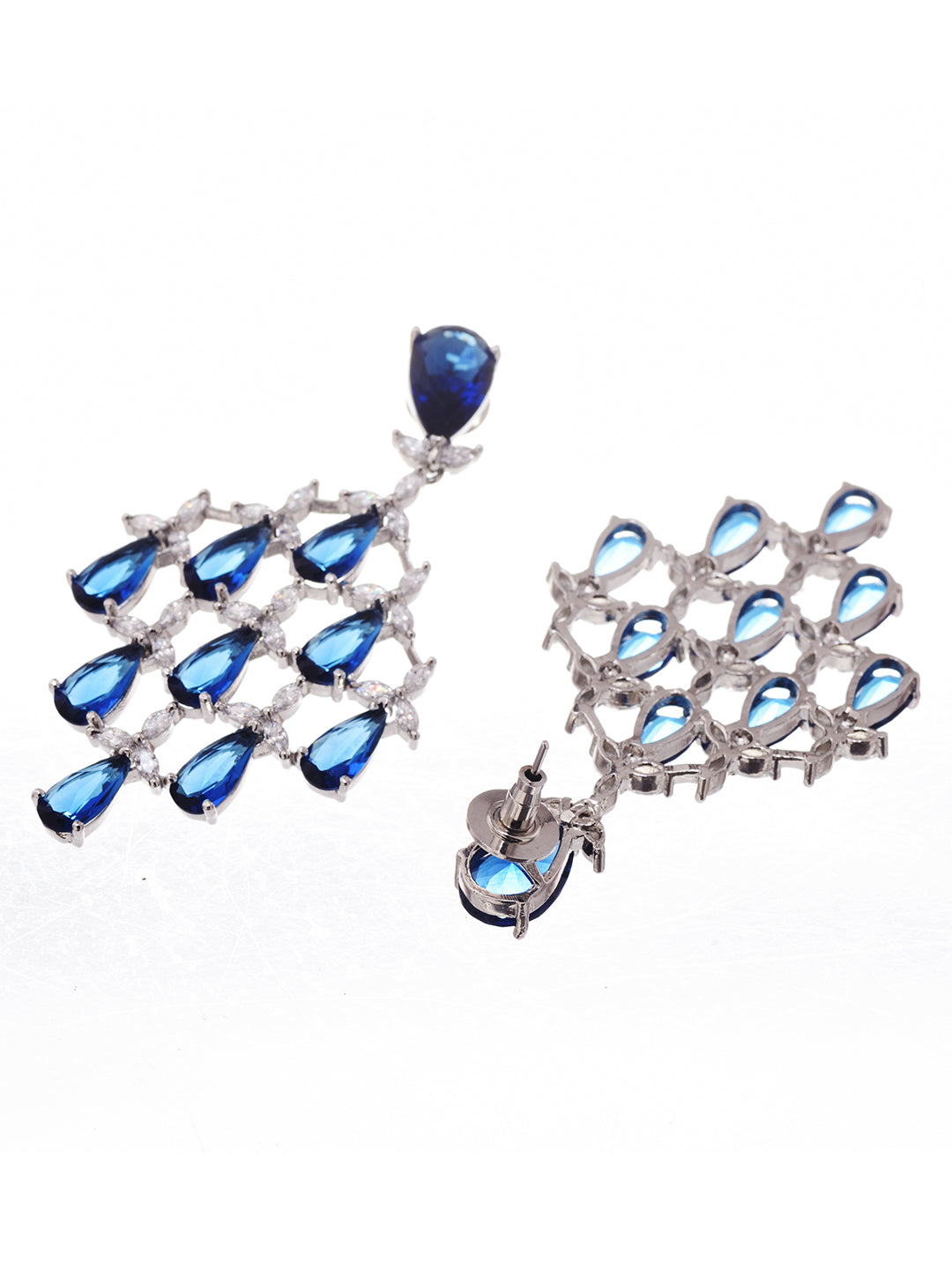 Silver Plated Blue Sapphire AD Studded Statement Necklace Jewellery set, zaveri pearls, sale price rs, sale price, sale gold plated, sale gold, sale, rubans, ring, regular price, priyassi jew