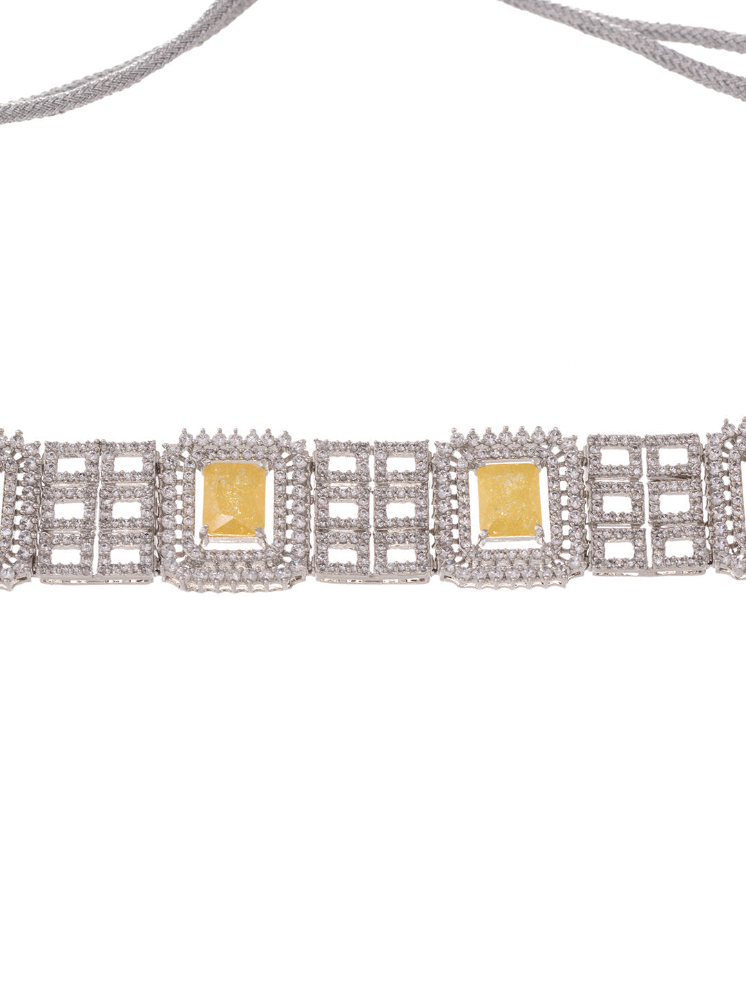 Rose Gold Plated Yellow AD studded Sleek Choker Jewellery Set, zaveri pearls, sale price rs, sale price, sale gold plated, sale gold, sale, rubans, ring, regular price, priyassi jewellery, ku