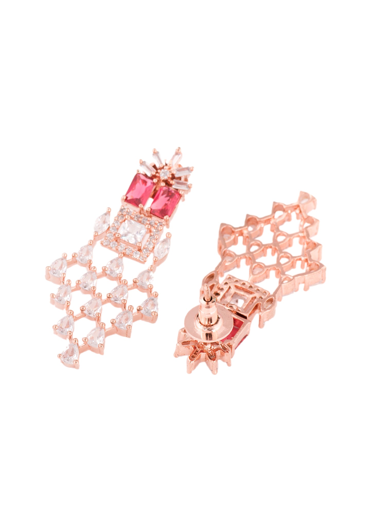 Rose Gold Plated White & Red AD Studded Choker Jewellery Set Earrings & tika, zaveri pearls, sale price rs, sale price, sale gold plated, sale gold, sale, rubans, ring, regular price, priyass