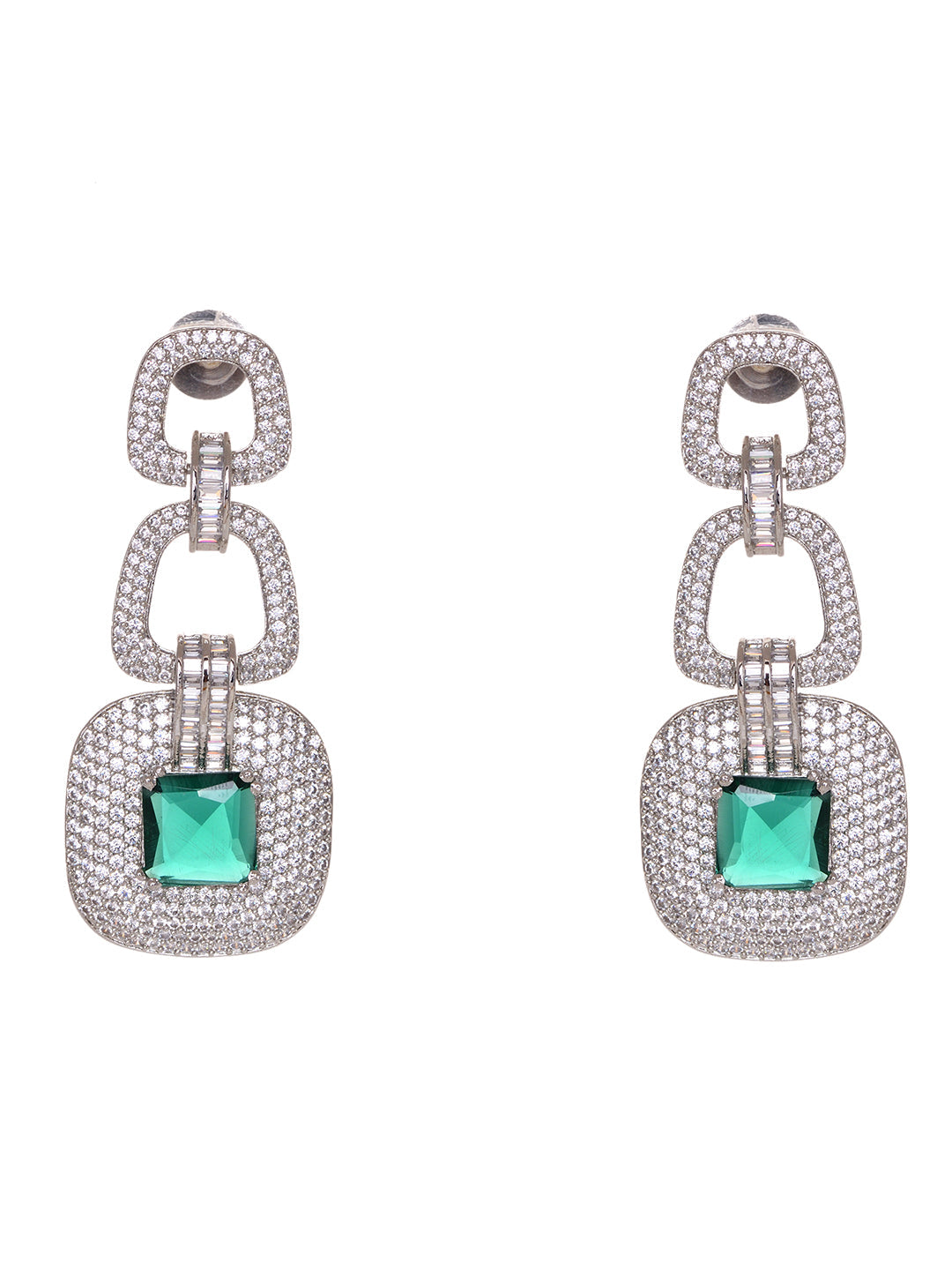 Silver Plated Green AD Studded Statement Necklace Jewellery Set, zaveri pearls, sale price rs, sale price, sale gold plated, sale gold, sale, rubans, ring, regular price, priyassi jewellery, 