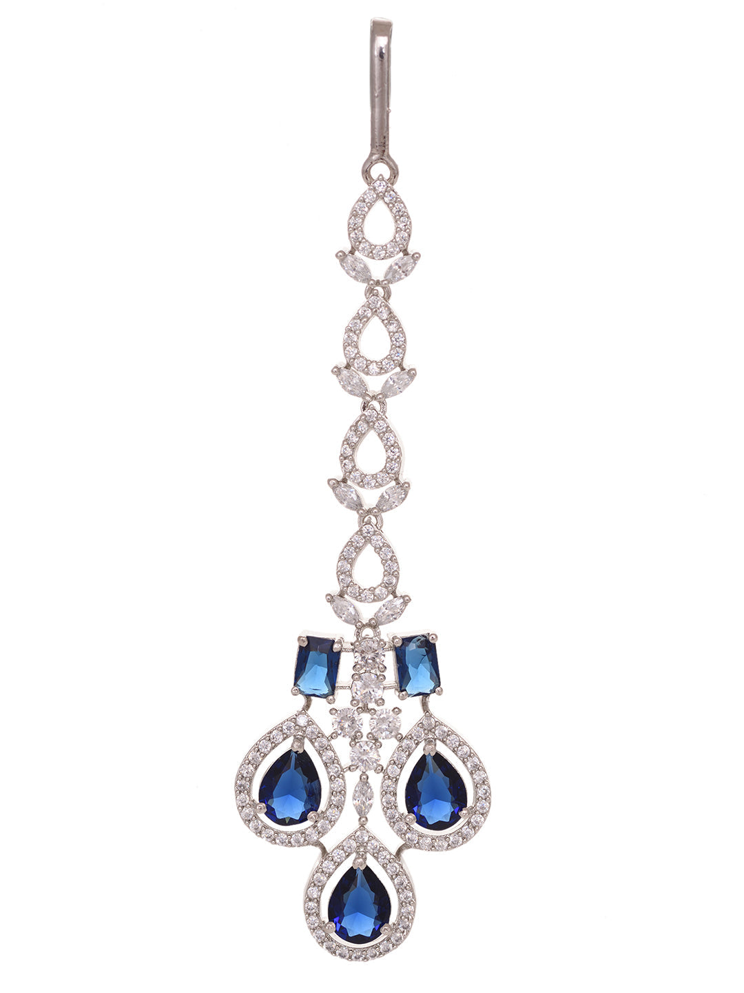 Silver plated Blue AD Studded statement Necklace Jewellery Set Mangtika, zaveri pearls, sale price rs, sale price, sale gold plated, sale gold, sale, rubans, ring, regular price, priyassi jew