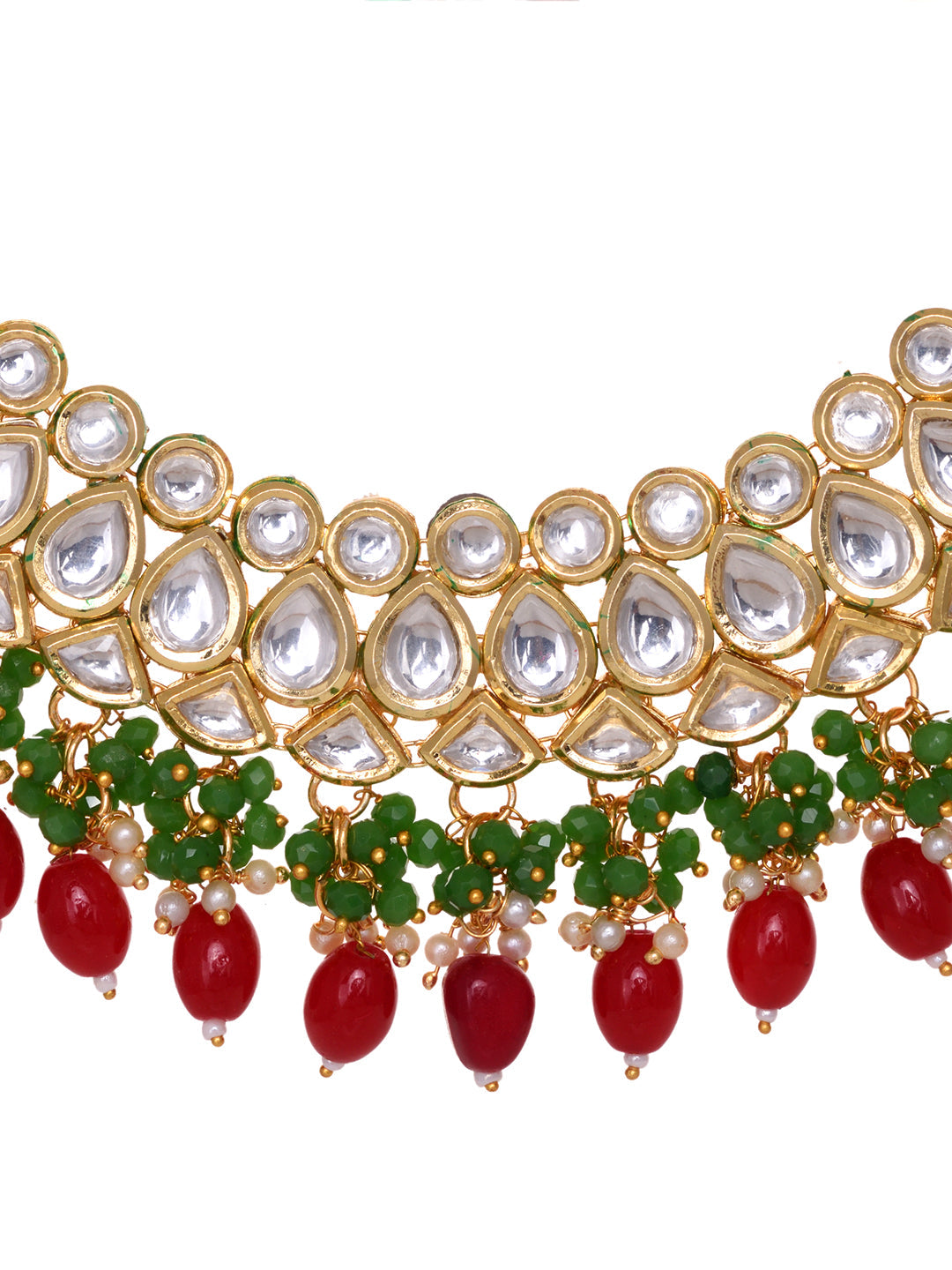 Gold Toned Kundan studded Red & Green Bead studded Handcrafted Jewellery Set, zaveri pearls, sale price rs, sale price, sale gold plated, sale gold, sale, rubans, ring, regular price, priyass