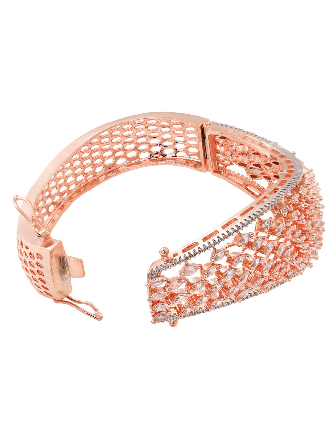 Rose Gold Toned AD Studded Handcrafted Bangle Style Bracelet, zaveri pearls, sale price rs, sale price, sale gold plated, sale gold, sale, rubans, ring, regular price, priyassi jewellery, kus