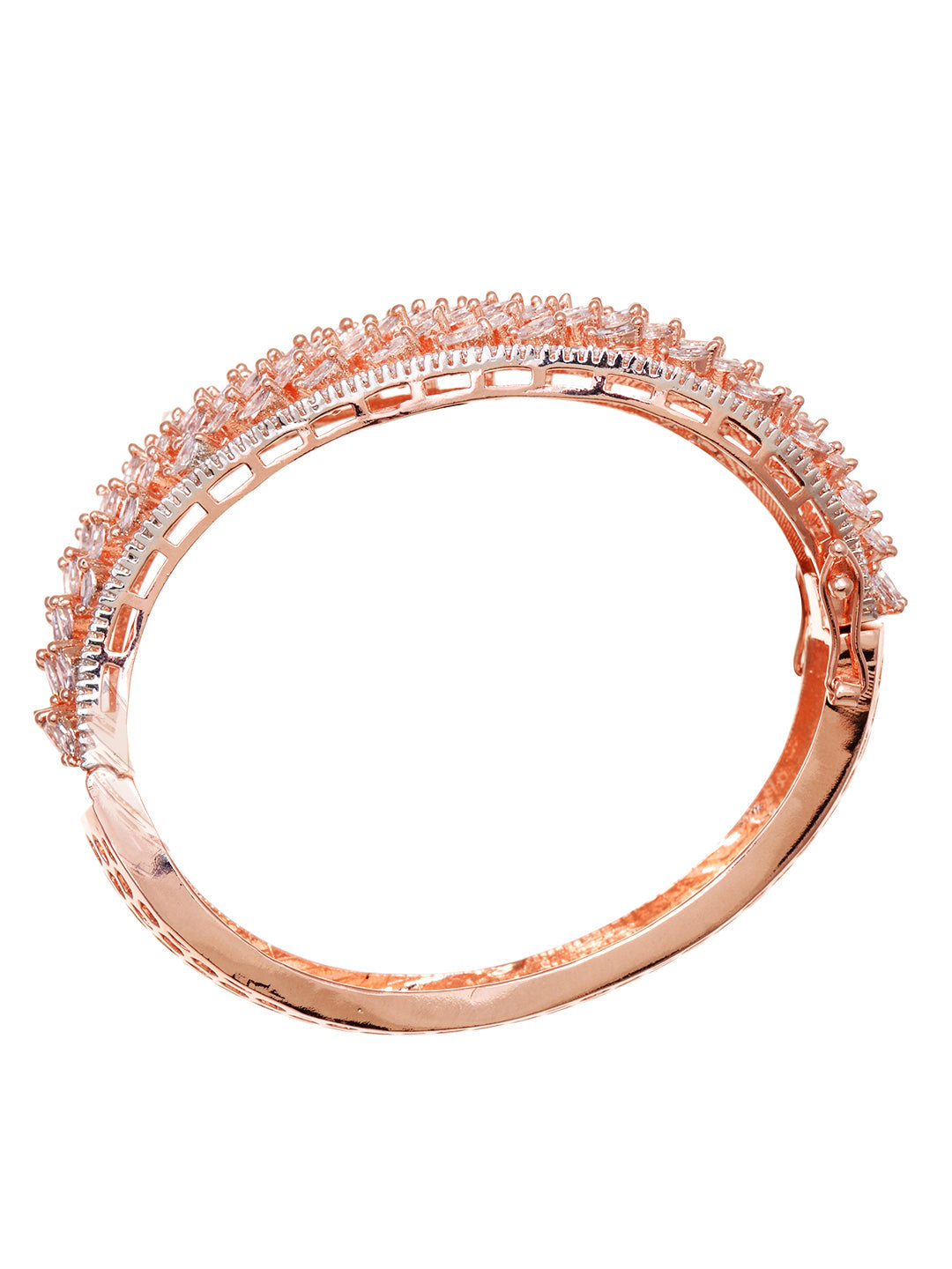 Rose Gold Toned AD Studded Handcrafted Bangle Style Bracelet, zaveri pearls, sale price rs, sale price, sale gold plated, sale gold, sale, rubans, ring, regular price, priyassi jewellery, kus