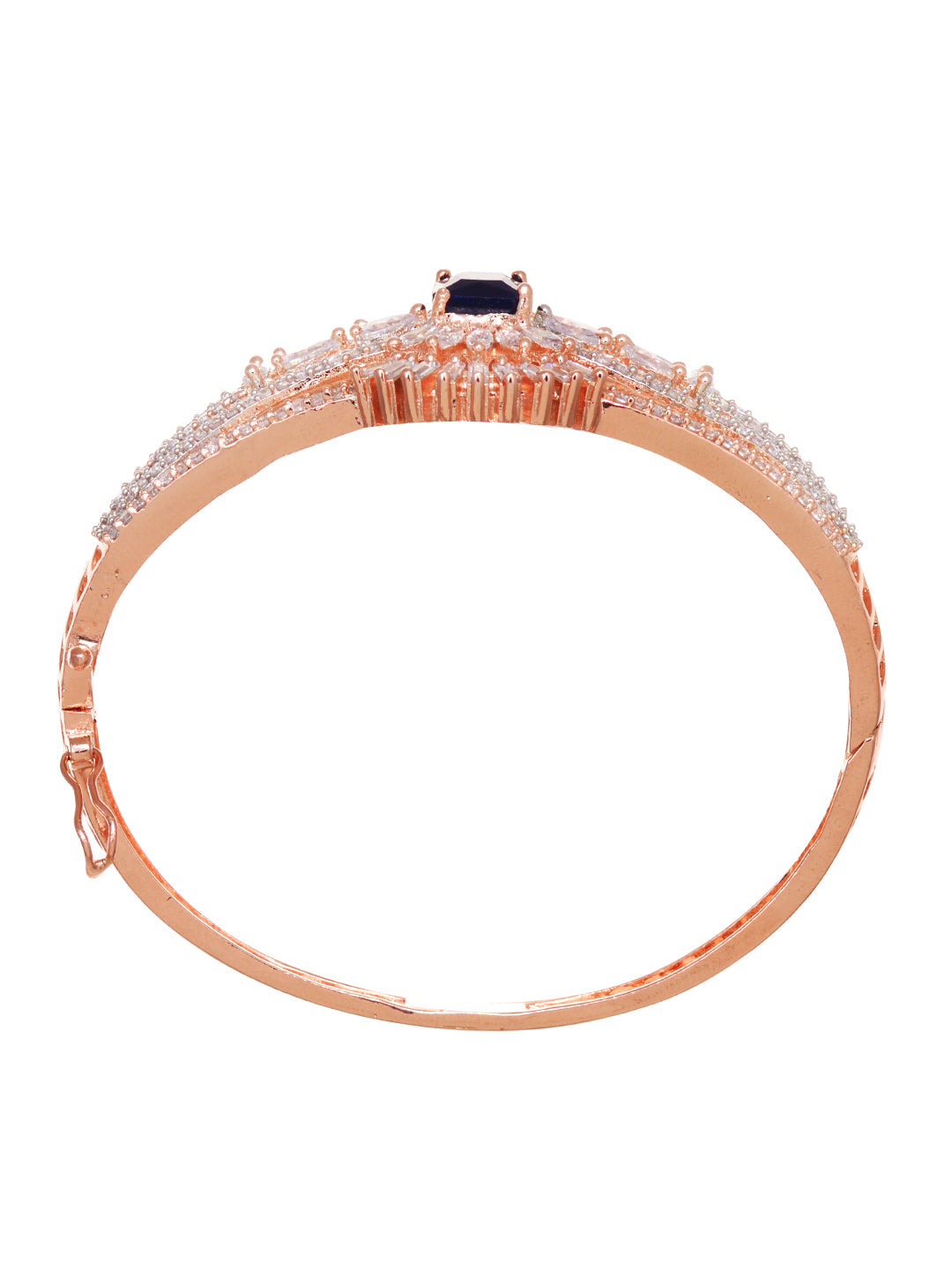 Rose Gold Plated Blue AD Handcrafeted Bangle Style Bracelet, zaveri pearls, sale price rs, sale price, sale gold plated, sale gold, sale, rubans, ring, regular price, priyassi jewellery, kush