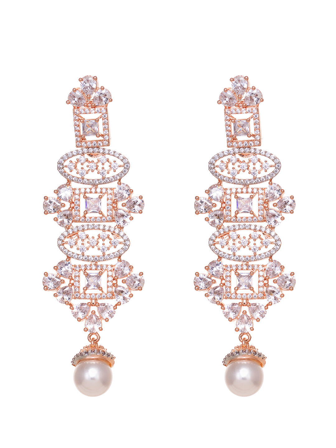 Rose Gold Toned White AD Studded & Pearl Beaded Choker Jewellery Set Mangtika, zaveri pearls, sale price rs, sale price, sale gold plated, sale gold, sale, rubans, ring, regular price, priyas