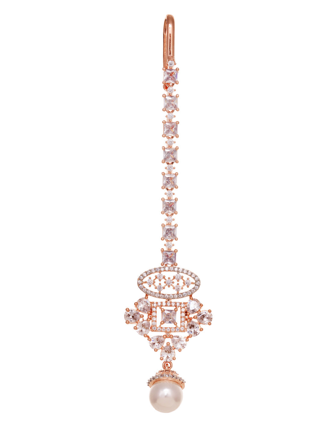 Rose Gold Toned White AD Studded & Pearl Beaded Choker Jewellery Set Mangtika, zaveri pearls, sale price rs, sale price, sale gold plated, sale gold, sale, rubans, ring, regular price, priyas