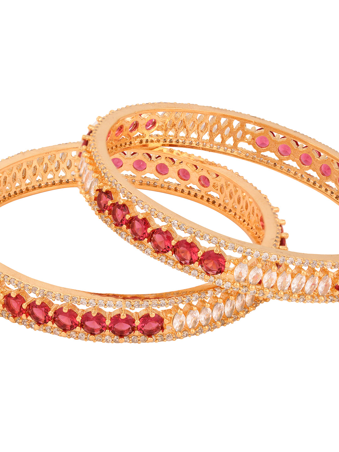 Set Of 2 Red Gold Plated Handmade Red &White AD Studded Bridal Kangan Bangles, zaveri pearls, sale price rs, sale price, sale gold plated, sale gold, sale, rubans, ring, regular price, priyas