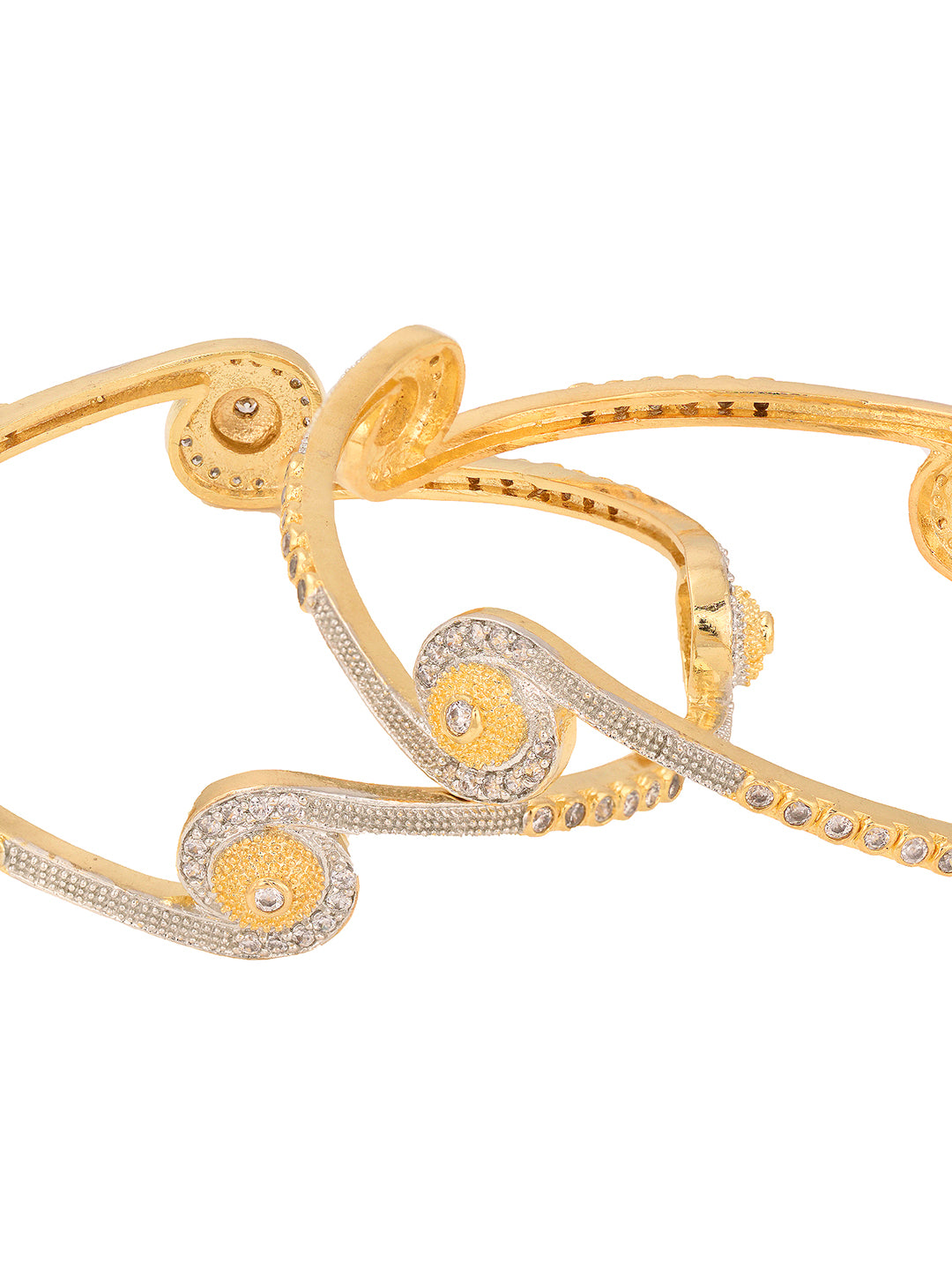 Set Of 2 White Gold Plated White AD studded Handcrafted Designer Bangles, zaveri pearls, sale price rs, sale price, sale gold plated, sale gold, sale, rubans, ring, regular price, priyassi je