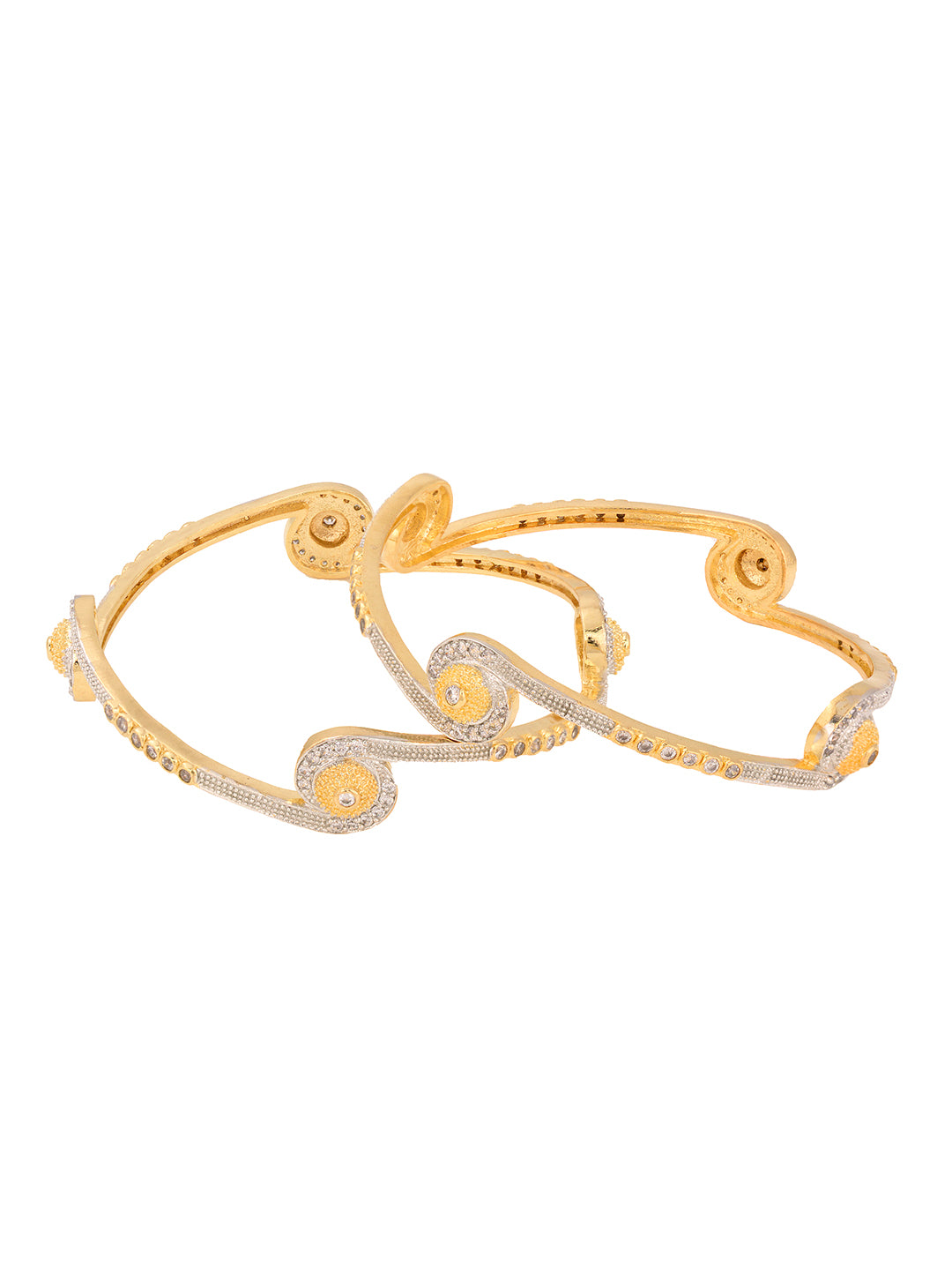 Set Of 2 White Gold Plated White AD studded Handcrafted Designer Bangles, zaveri pearls, sale price rs, sale price, sale gold plated, sale gold, sale, rubans, ring, regular price, priyassi je