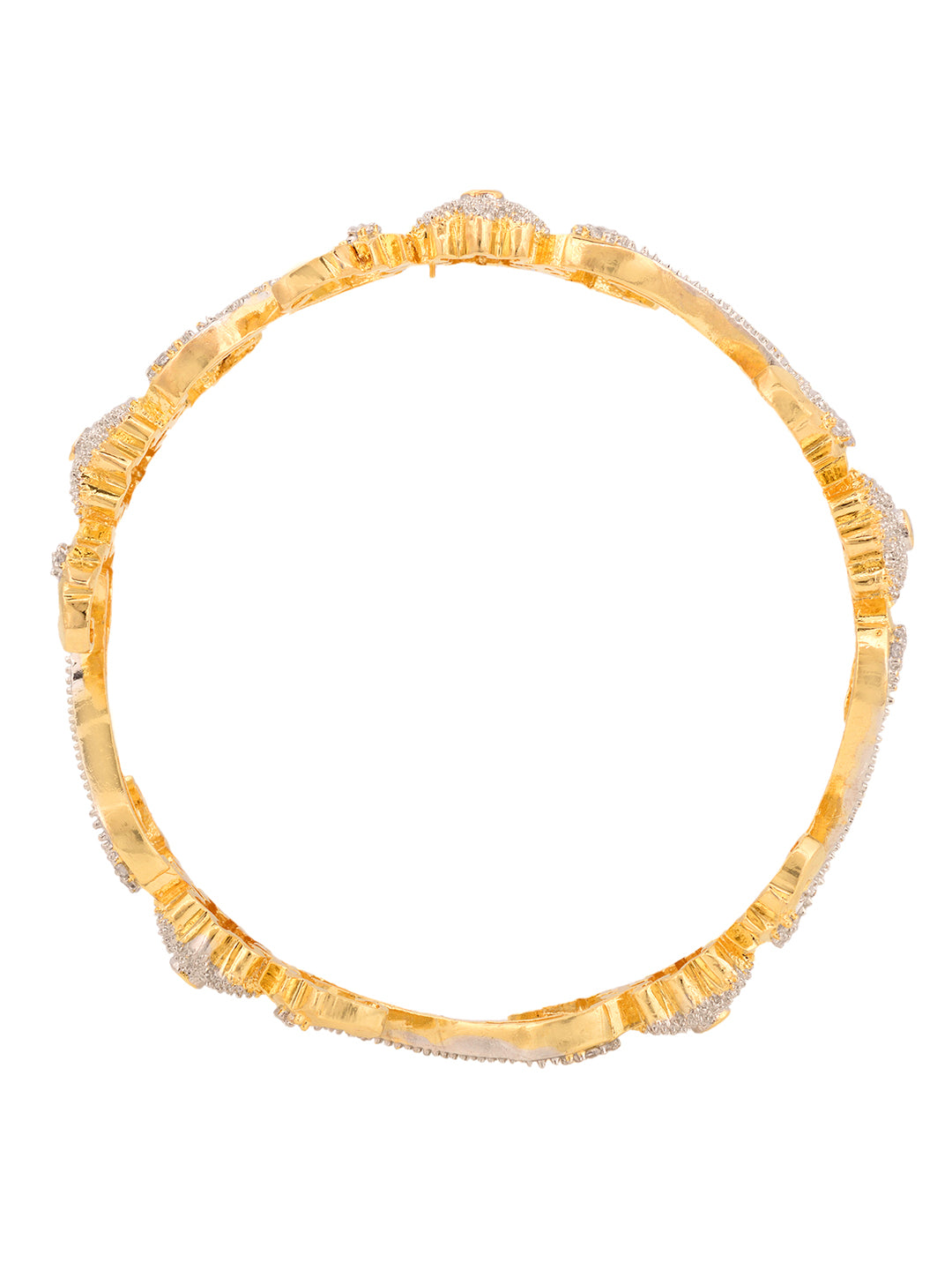 Set Of 2 Dua Toned Gold Plated Whitee AD Studded Handcrafted Leafy Design Bangles, zaveri pearls, sale price rs, sale price, sale gold plated, sale gold, sale, rubans, ring, regular price, pr