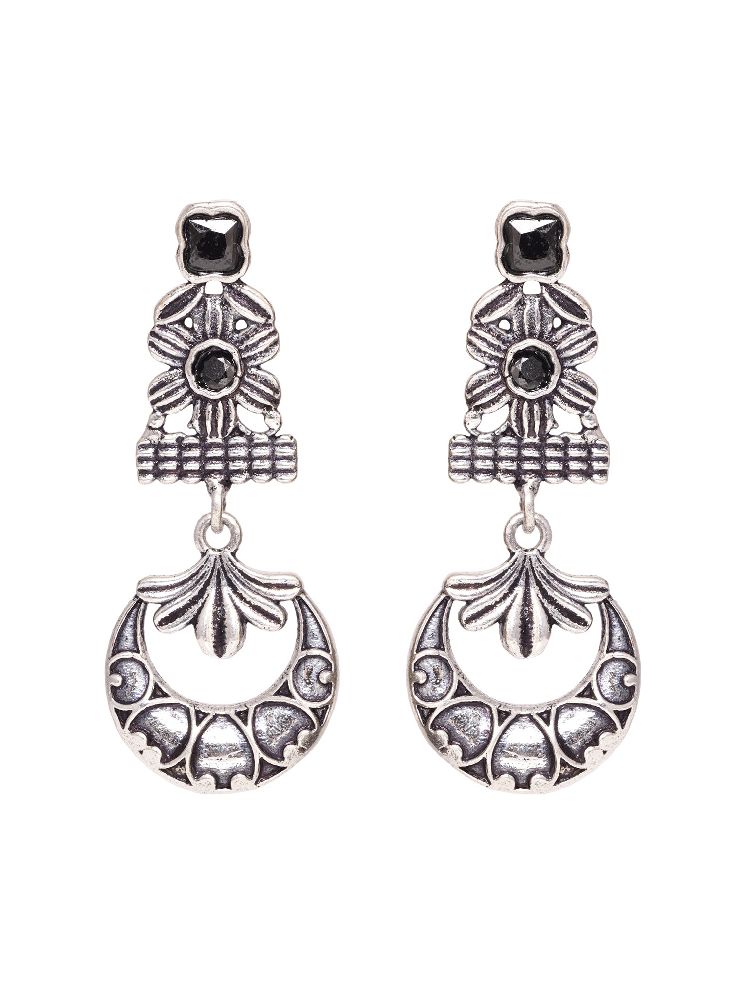 Silver Oxidised Black Stone Studded Tribal Choker Jewellery Set, zaveri pearls, sale price rs, sale price, sale gold plated, sale gold, sale, rubans, ring, regular price, priyassi jewellery, 