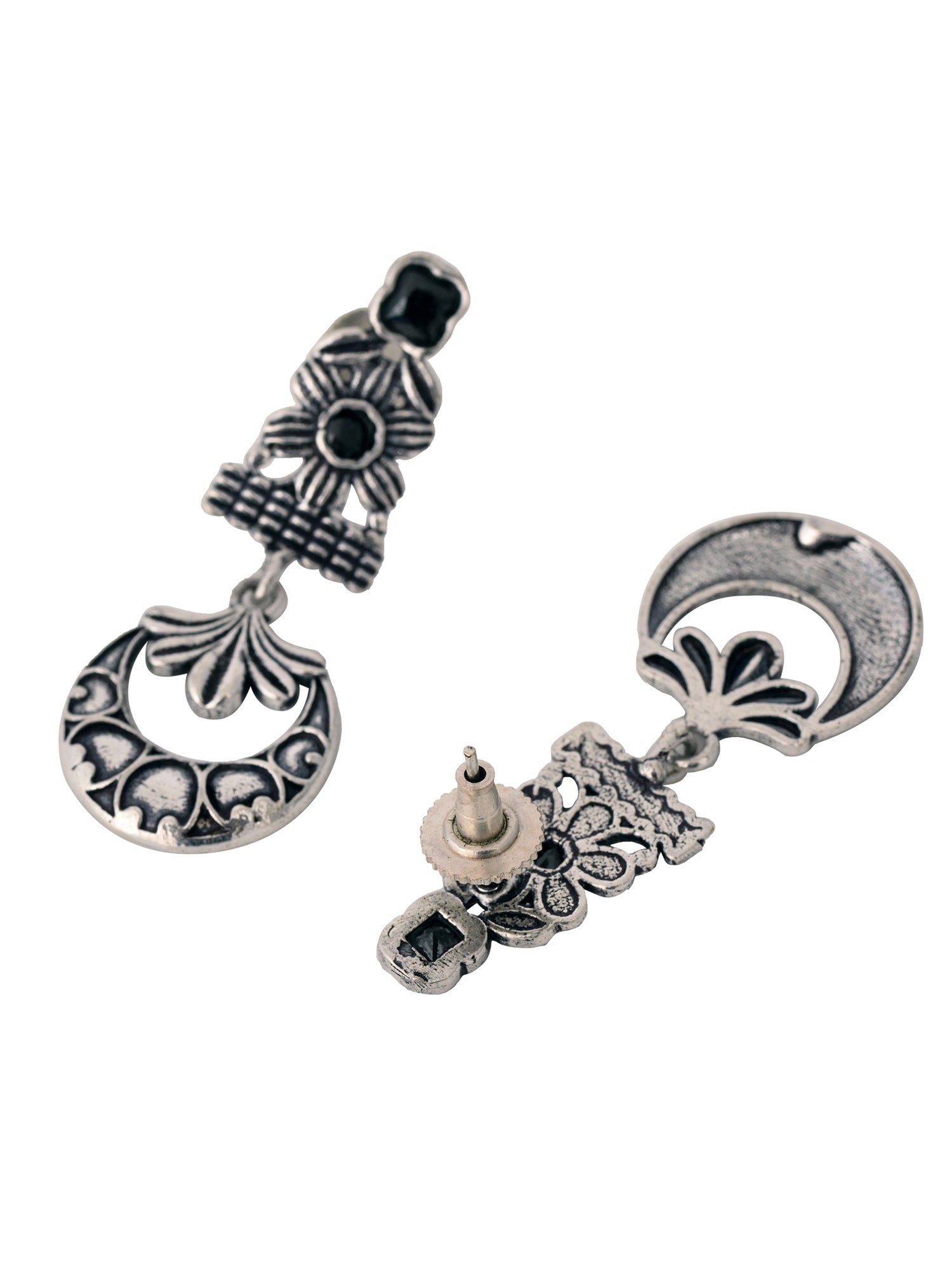 Silver Oxidised Black Stone Studded Tribal Choker Jewellery Set, zaveri pearls, sale price rs, sale price, sale gold plated, sale gold, sale, rubans, ring, regular price, priyassi jewellery, 