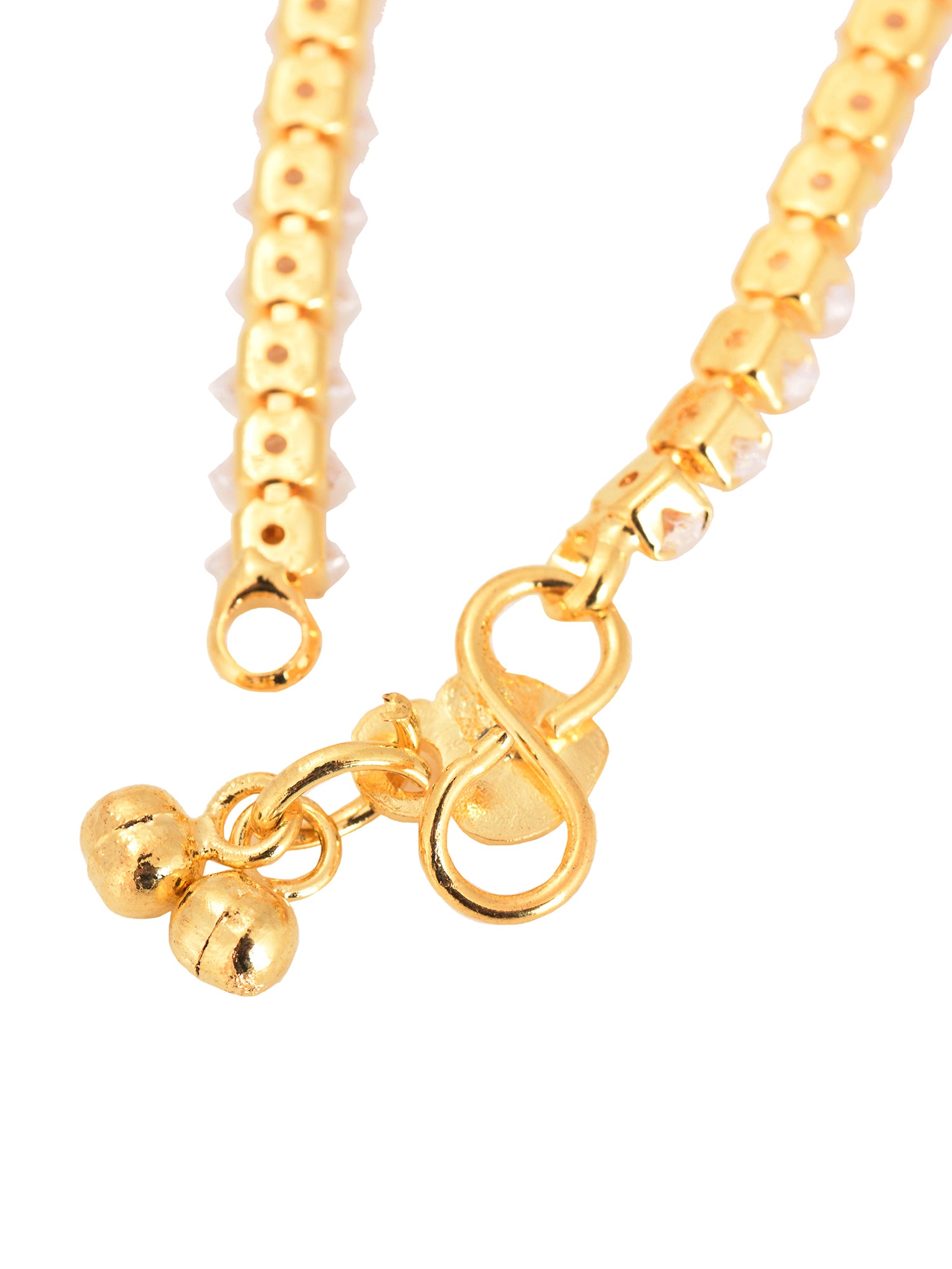 Set Of 2 Gold Plated White AD Studded Modern Payal Anklet, zaveri pearls, sale price rs, sale price, sale gold plated, sale gold, sale, rubans, ring, regular price, priyassi jewellery, kushal