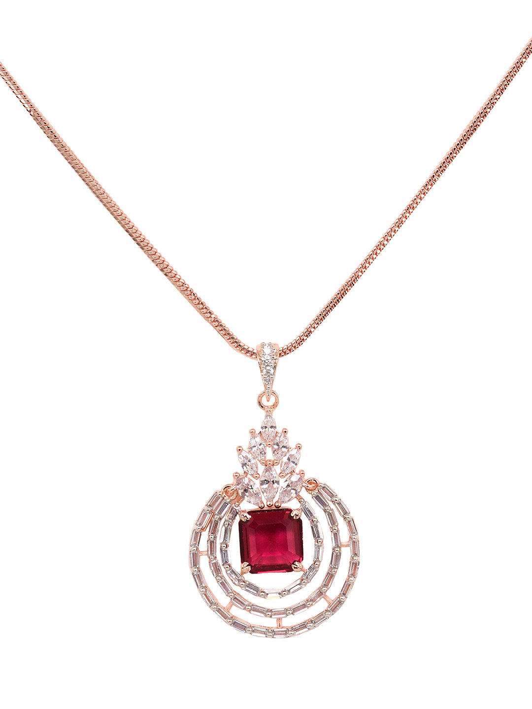 Rose Gold Plated Pink Ruby Studded Circle Pendant Locket Set Earrings and Chain, zaveri pearls, sale price rs, sale price, sale gold plated, sale gold, sale, rubans, ring, regular price, priy