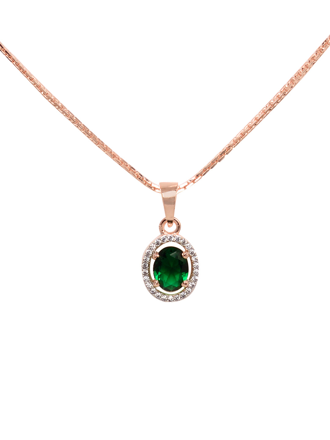 Rose Gold Plated Emarald Green AD Solitaire pendant Locket Set Earrings and Chain, zaveri pearls, sale price rs, sale price, sale gold plated, sale gold, sale, rubans, ring, regular price, pr