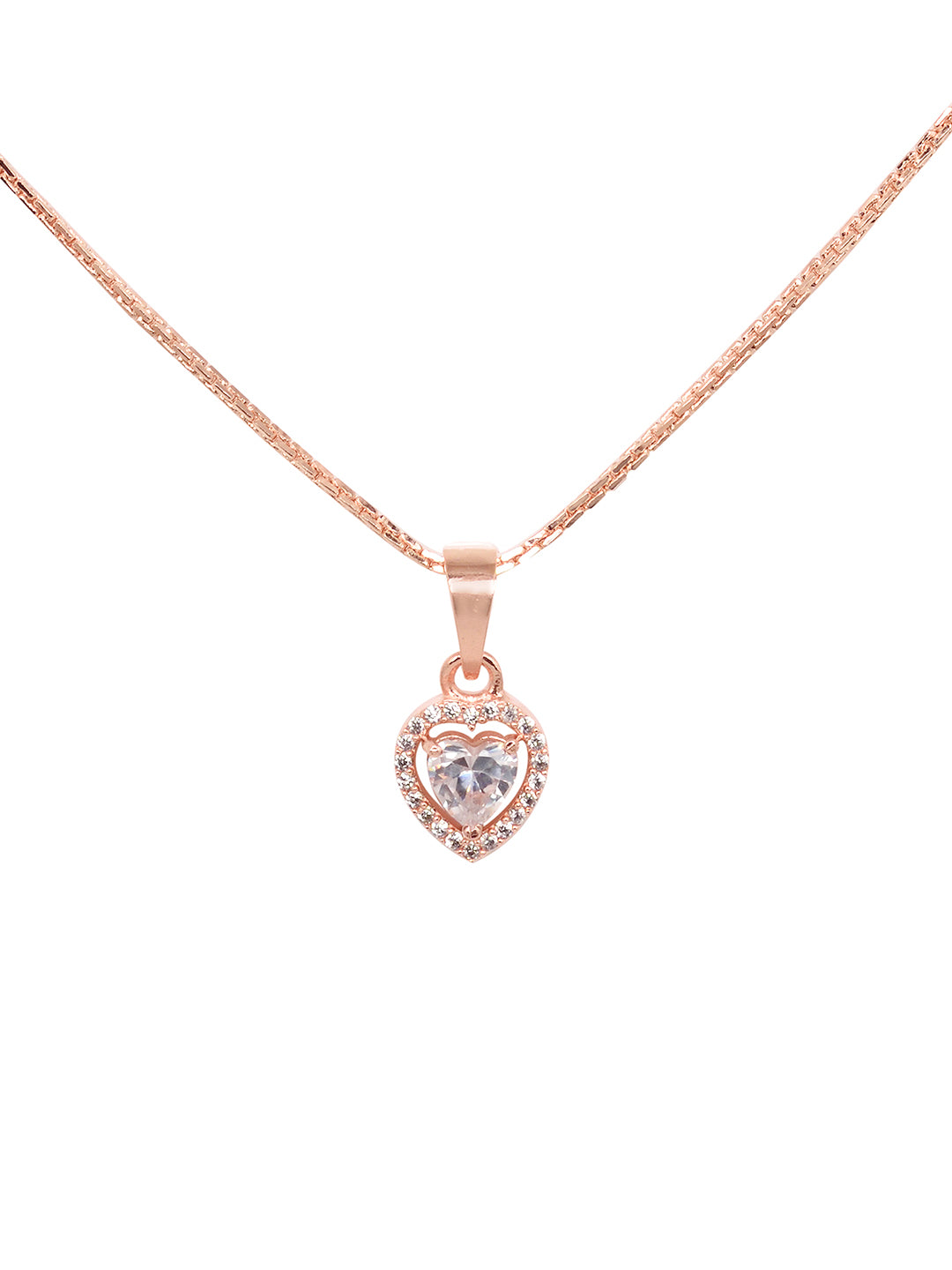 Rose Gold Plated White AD Studded Heart Shaped Pendant Chain and Earrings, zaveri pearls, sale price rs, sale price, sale gold plated, sale gold, sale, rubans, ring, regular price, priyassi j