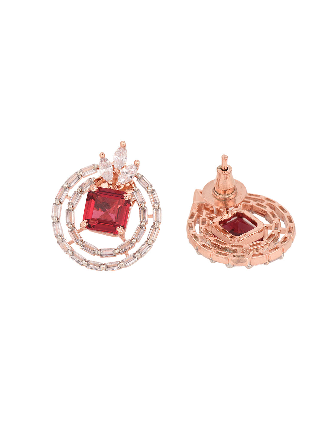 Rose Gold Plated Pink Ruby Studded Circle Pendant Locket Set Earrings and Chain, zaveri pearls, sale price rs, sale price, sale gold plated, sale gold, sale, rubans, ring, regular price, priy