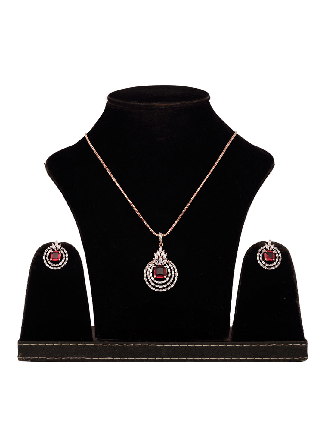 Rose Gold Plated Pink Ruby Studded Circle Pendant Locket Set Earrings and Chain, zaveri pearls, sale price rs, sale price, sale gold plated, sale gold, sale, rubans, ring, regular price, priy