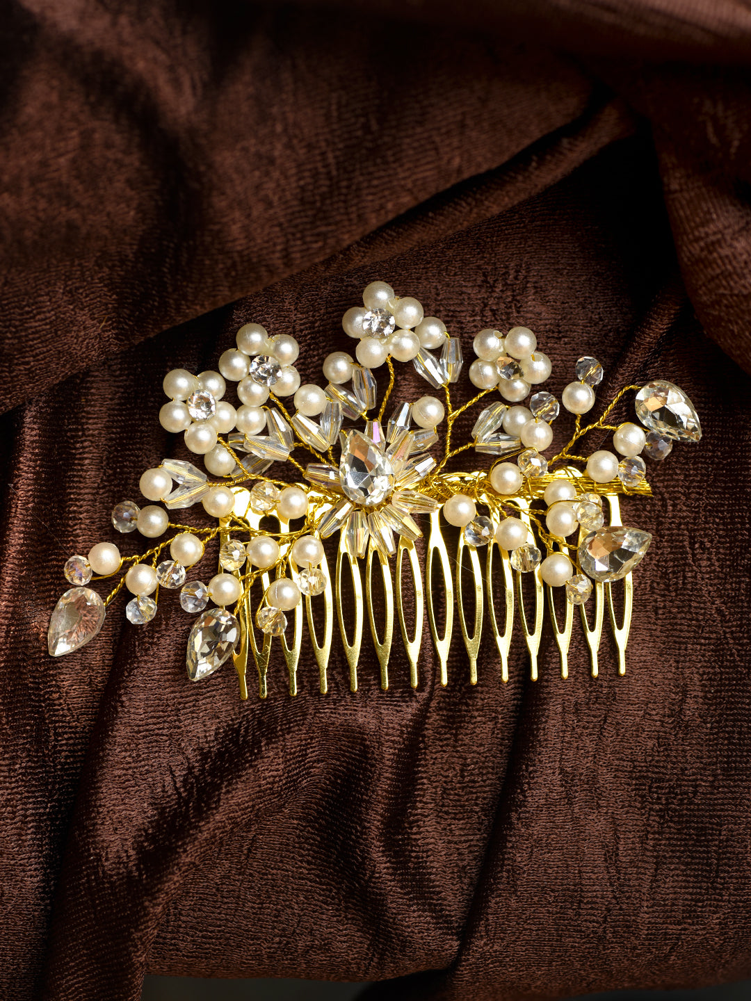 Gold Toned & Pearl Embellished Comb Pin for Girls & Women, zaveri pearls, sale price rs, sale price, sale gold plated, sale gold, sale, rubans, ring, regular price, priyassi jewellery, kushal