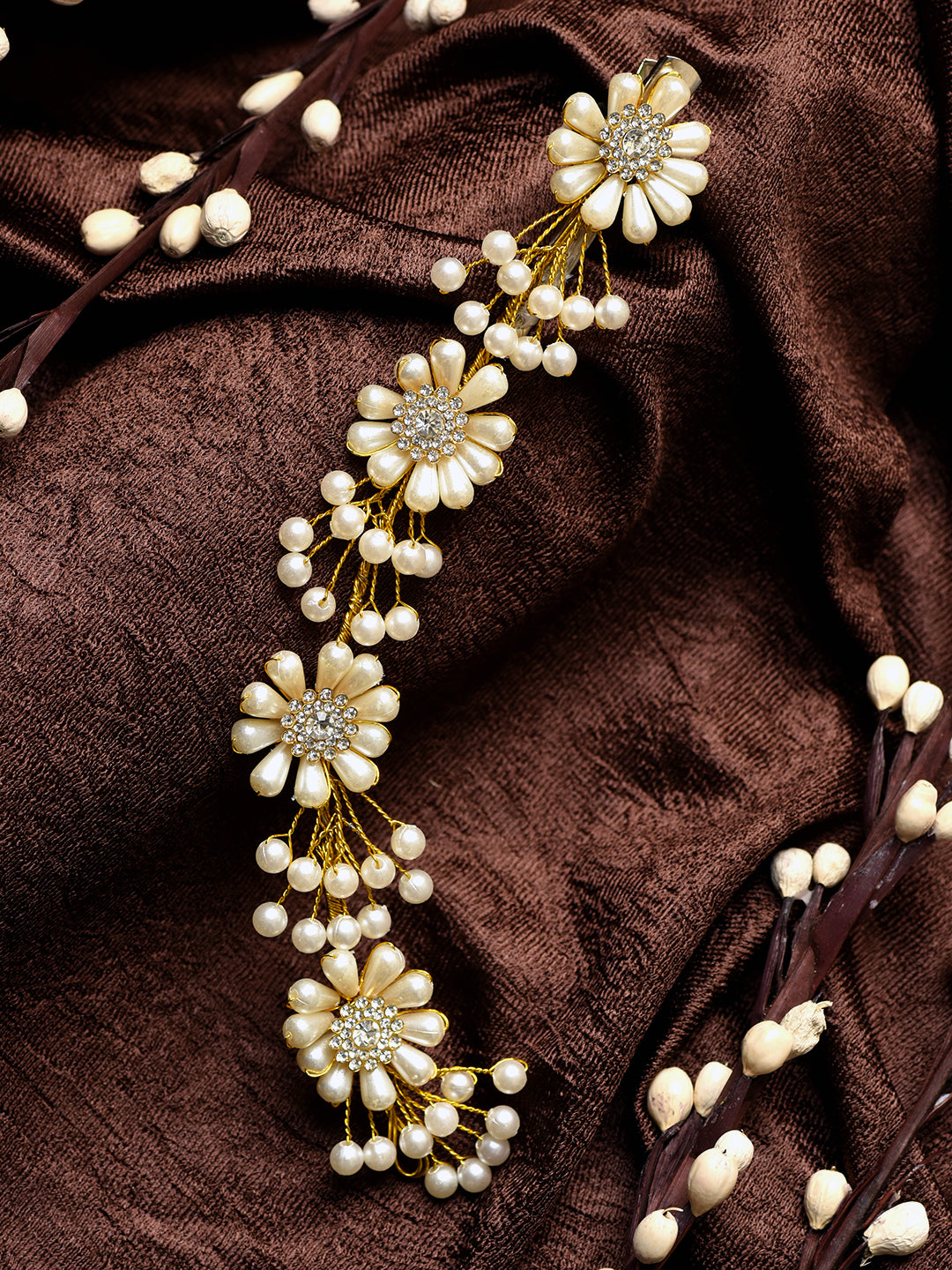 Gold Toned White Pearl Embellished Tiara For Girls & women, zaveri pearls, sale price rs, sale price, sale gold plated, sale gold, sale, rubans, ring, regular price, priyassi jewellery, kusha