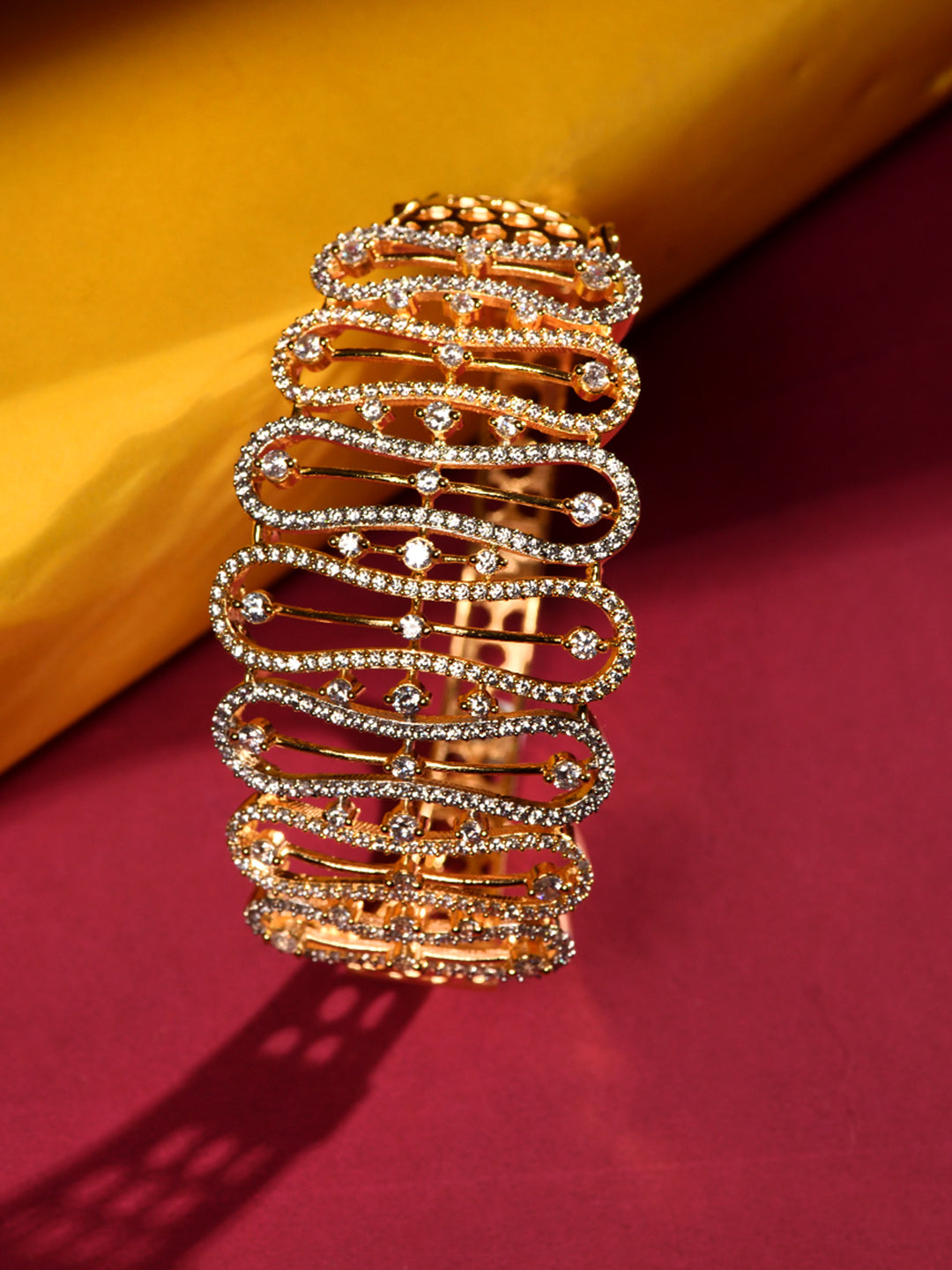 Gold Toned AD Studded Luxe Handcrafted Bracelet, zaveri pearls, sale price rs, sale price, sale gold plated, sale gold, sale, rubans, ring, regular price, priyassi jewellery, kushal's - Saraf