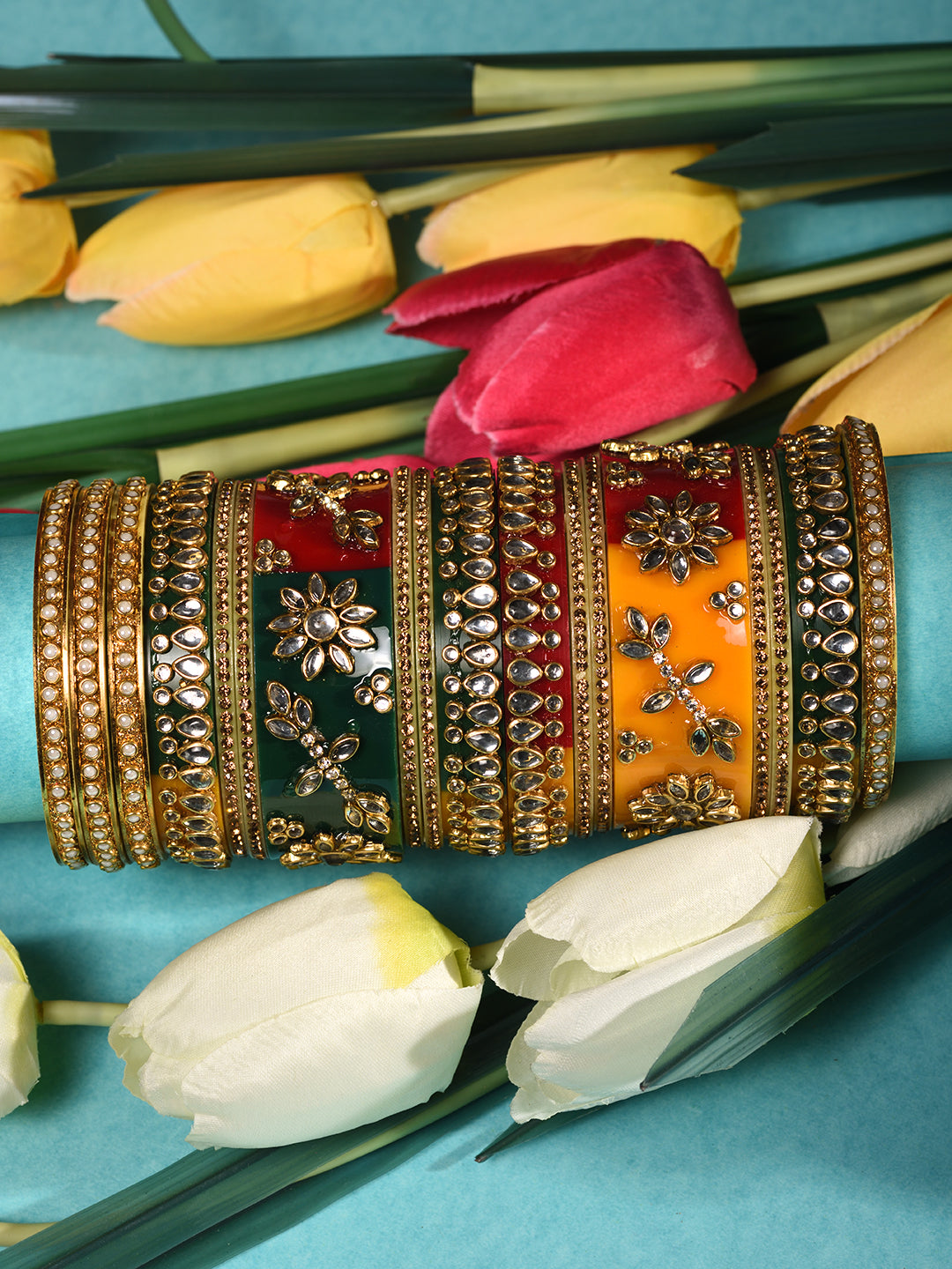 Gold Plated Set of 2 Multicolored traditional Kundan Bangles Bridal Chuda, zaveri pearls, sale price rs, sale price, sale gold plated, sale gold, sale, rubans, ring, regular price, priyassi j