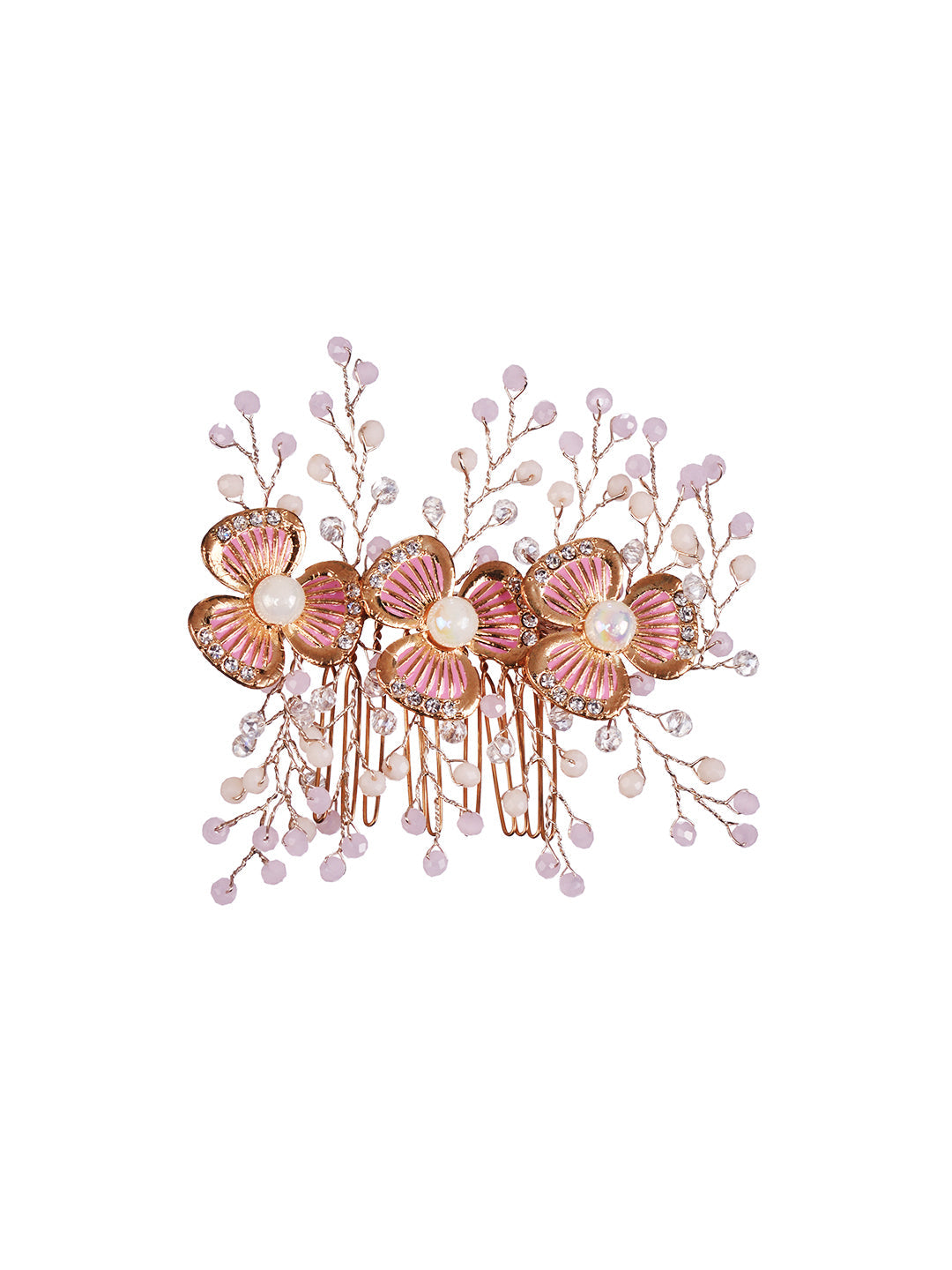 Gold Toned Pink AD Embellished Bridal Comb Pin, zaveri pearls, sale price rs, sale price, sale gold plated, sale gold, sale, rubans, ring, regular price, priyassi jewellery, kushal's - Saraf 