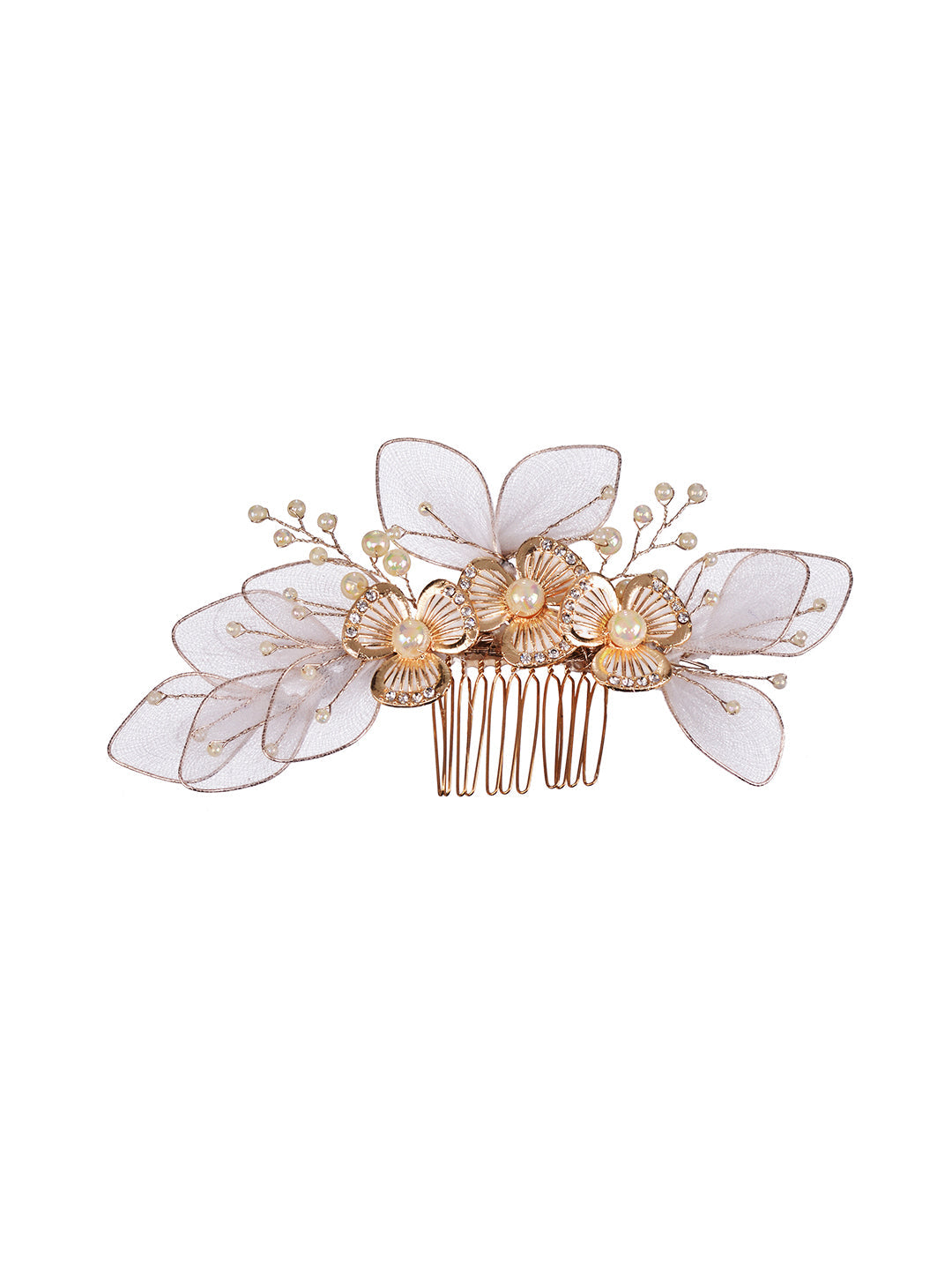 White Gold Toned Enamelled Pearl Beaded Bridal Comb Pin, zaveri pearls, sale price rs, sale price, sale gold plated, sale gold, sale, rubans, ring, regular price, priyassi jewellery, kushal's