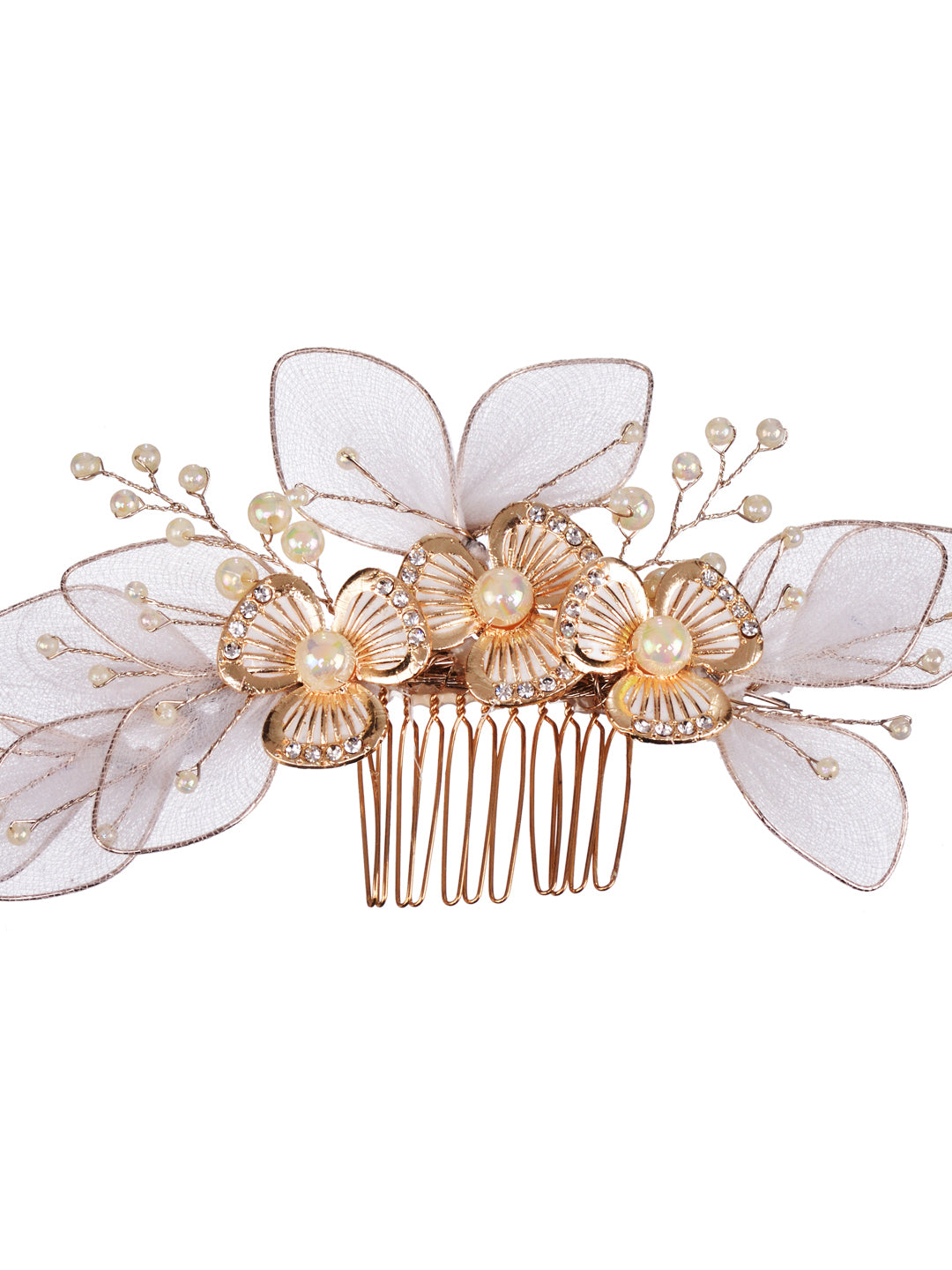 White Gold Toned Enamelled Pearl Beaded Bridal Comb Pin, zaveri pearls, sale price rs, sale price, sale gold plated, sale gold, sale, rubans, ring, regular price, priyassi jewellery, kushal's