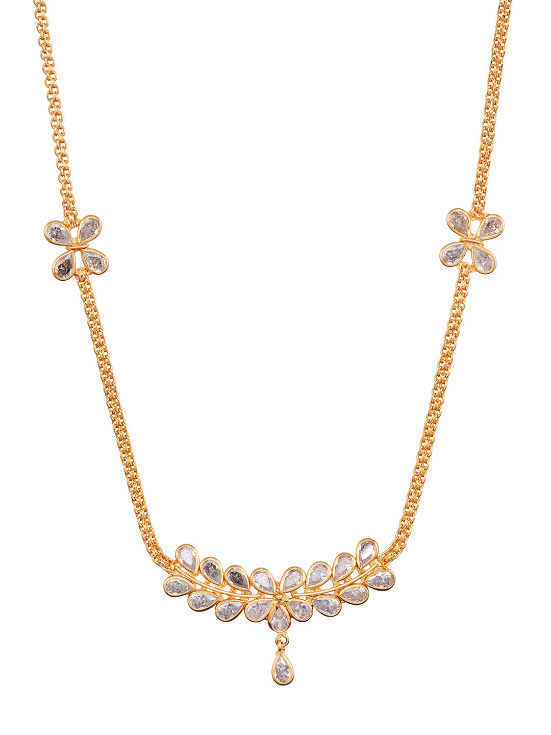 Gold Toned AD Studded Minimal Designer Necklace Jewellery Set, zaveri pearls, sale price rs, sale price, sale gold plated, sale gold, sale, rubans, ring, regular price, priyassi jewellery, ku