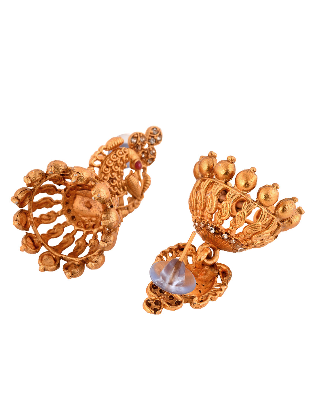 Gold Plated stone studded Peacock Temple Jewellery Set Jhumki Earrings, zaveri pearls, sale price rs, sale price, sale gold plated, sale gold, sale, rubans, ring, regular price, priyassi jewe