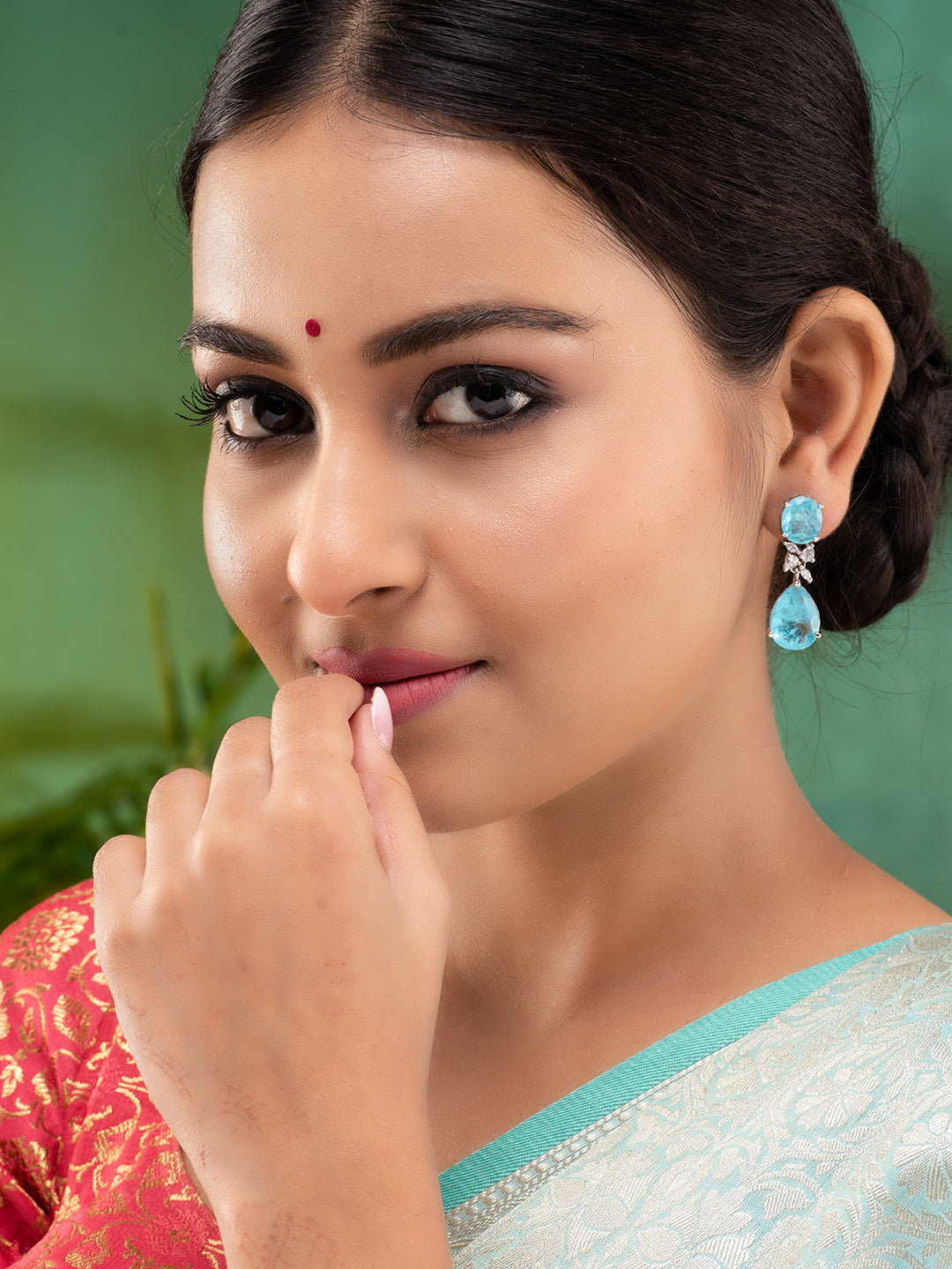 Saraf RS Women Jewellery Turquoise Blue Teardrop Shaped Drop Earrings, zaveri pearls, sale price rs, sale price, sale gold plated, sale gold, sale, rubans, ring, regular price, priyassi jewel