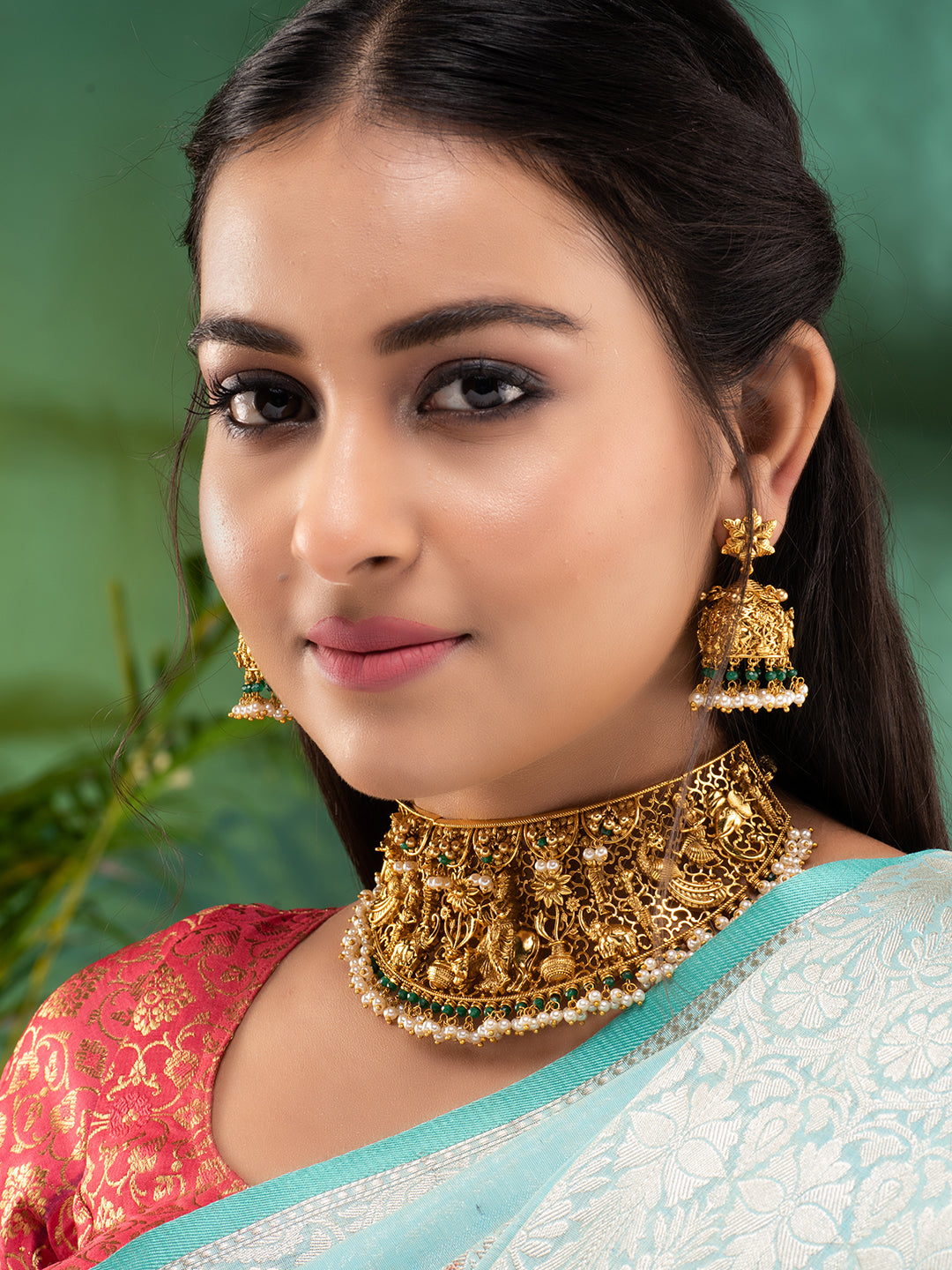 GoldPlated AD Embellished Enchanting Krishna Temple Choker Jewellery Set, zaveri pearls, sale price rs, sale price, sale gold plated, sale gold, sale, rubans, ring, regular price, priyassi je