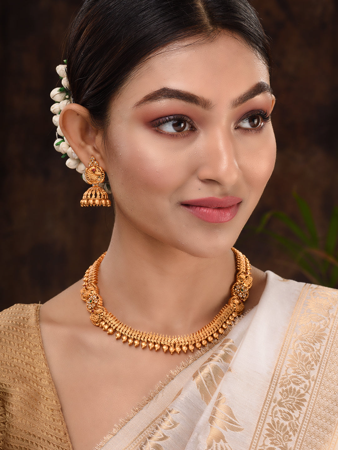 Gold Plated stone studded Peacock Temple Jewellery Set Jhumki Earrings, zaveri pearls, sale price rs, sale price, sale gold plated, sale gold, sale, rubans, ring, regular price, priyassi jewe