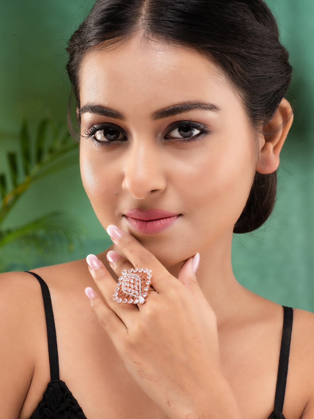 Rose GoldPlated & White AD Studded Ring, zaveri pearls, sale price rs, sale price, sale gold plated, sale gold, sale, rubans, ring, regular price, priyassi jewellery, kushal's - Saraf RS Jewe