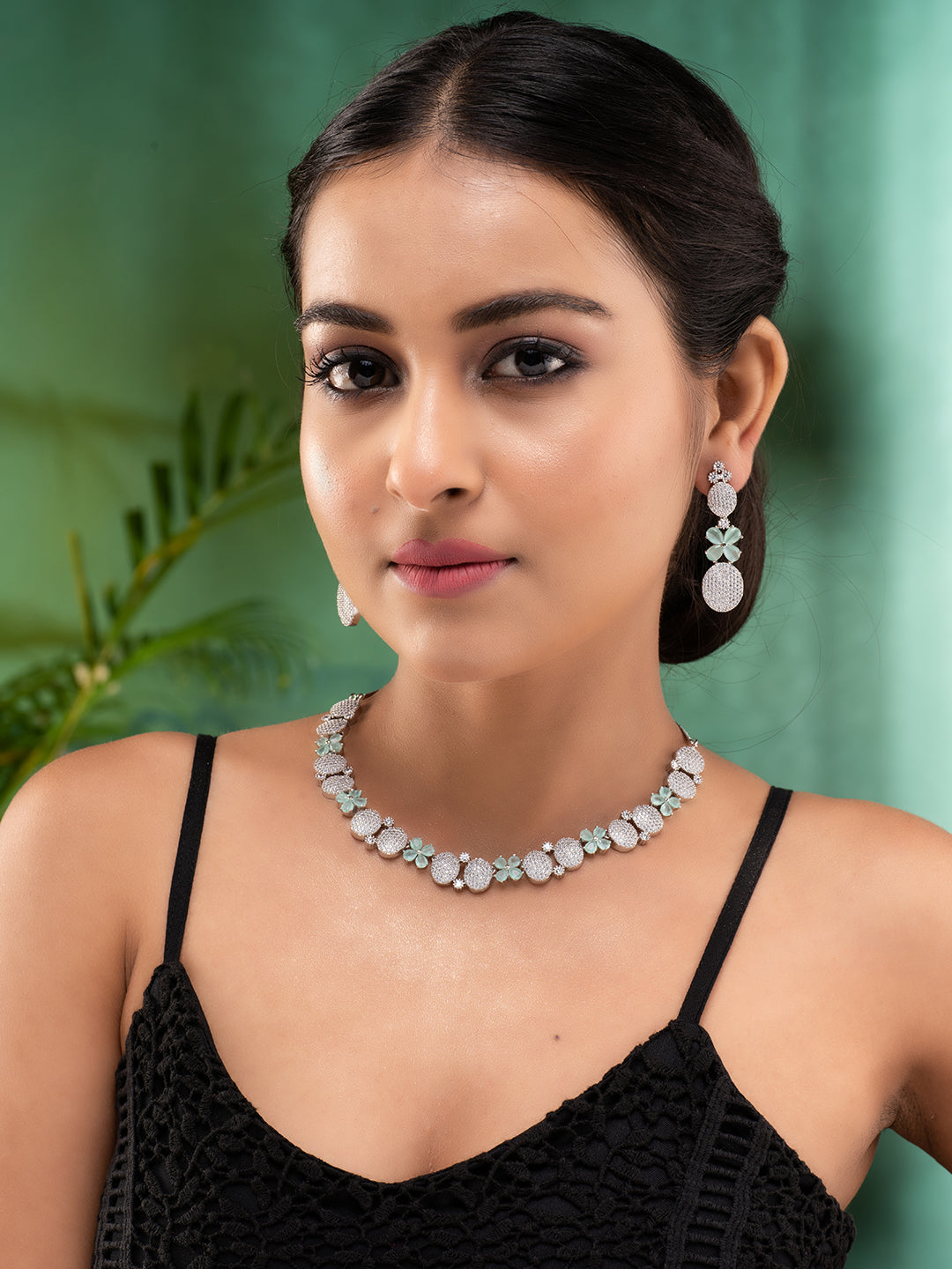 GoldPlated Lime green AD Studded Statement Jewellery Set, zaveri pearls, sale price rs, sale price, sale gold plated, sale gold, sale, rubans, ring, regular price, priyassi jewellery, kushal'