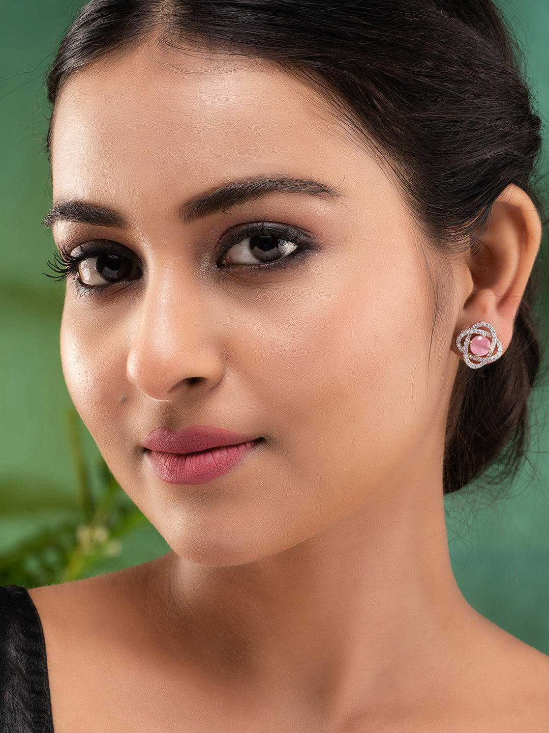 Pink Floral Rose GoldPlated Studs Earrings, zaveri pearls, sale price rs, sale price, sale gold plated, sale gold, sale, rubans, ring, regular price, priyassi jewellery, kushal's - Saraf RS J