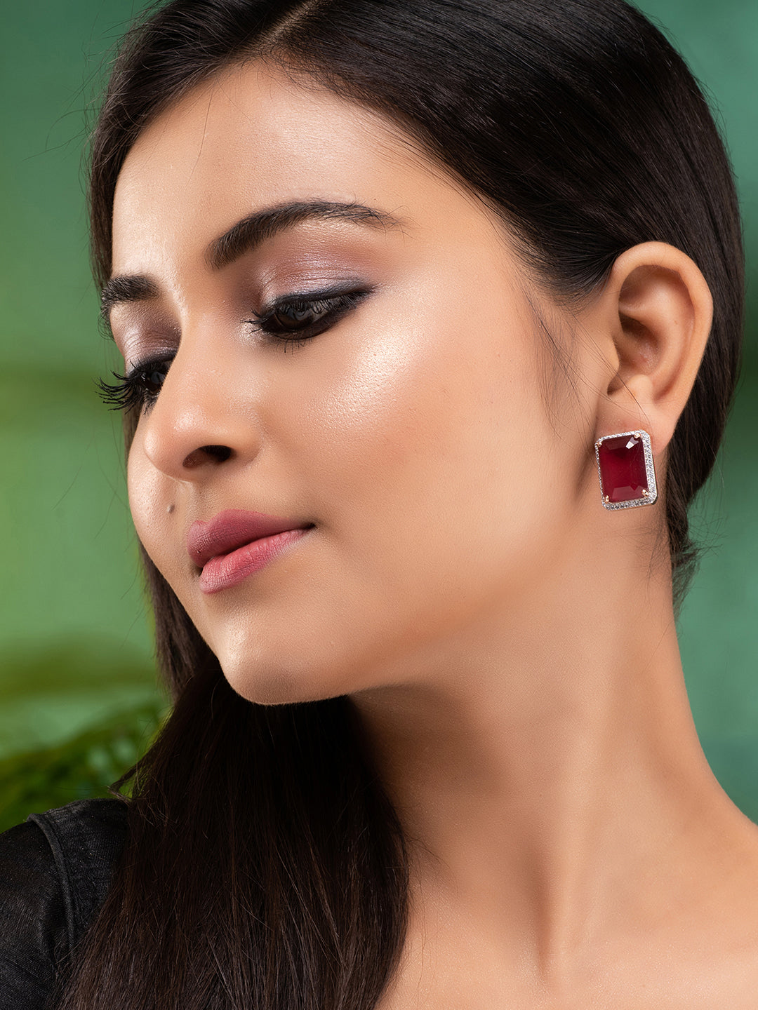 Red Contemporary Studs Earrings, zaveri pearls, sale price rs, sale price, sale gold plated, sale gold, sale, rubans, ring, regular price, priyassi jewellery, kushal's - Saraf RS Jewellery