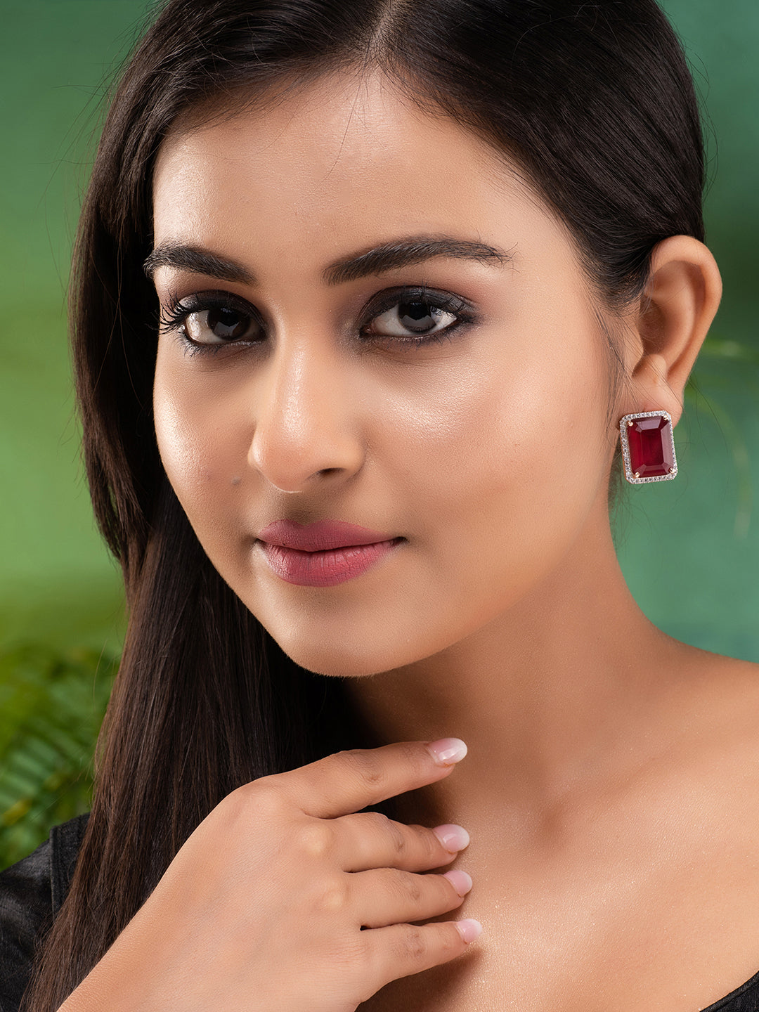 Red Contemporary Studs Earrings, zaveri pearls, sale price rs, sale price, sale gold plated, sale gold, sale, rubans, ring, regular price, priyassi jewellery, kushal's - Saraf RS Jewellery
