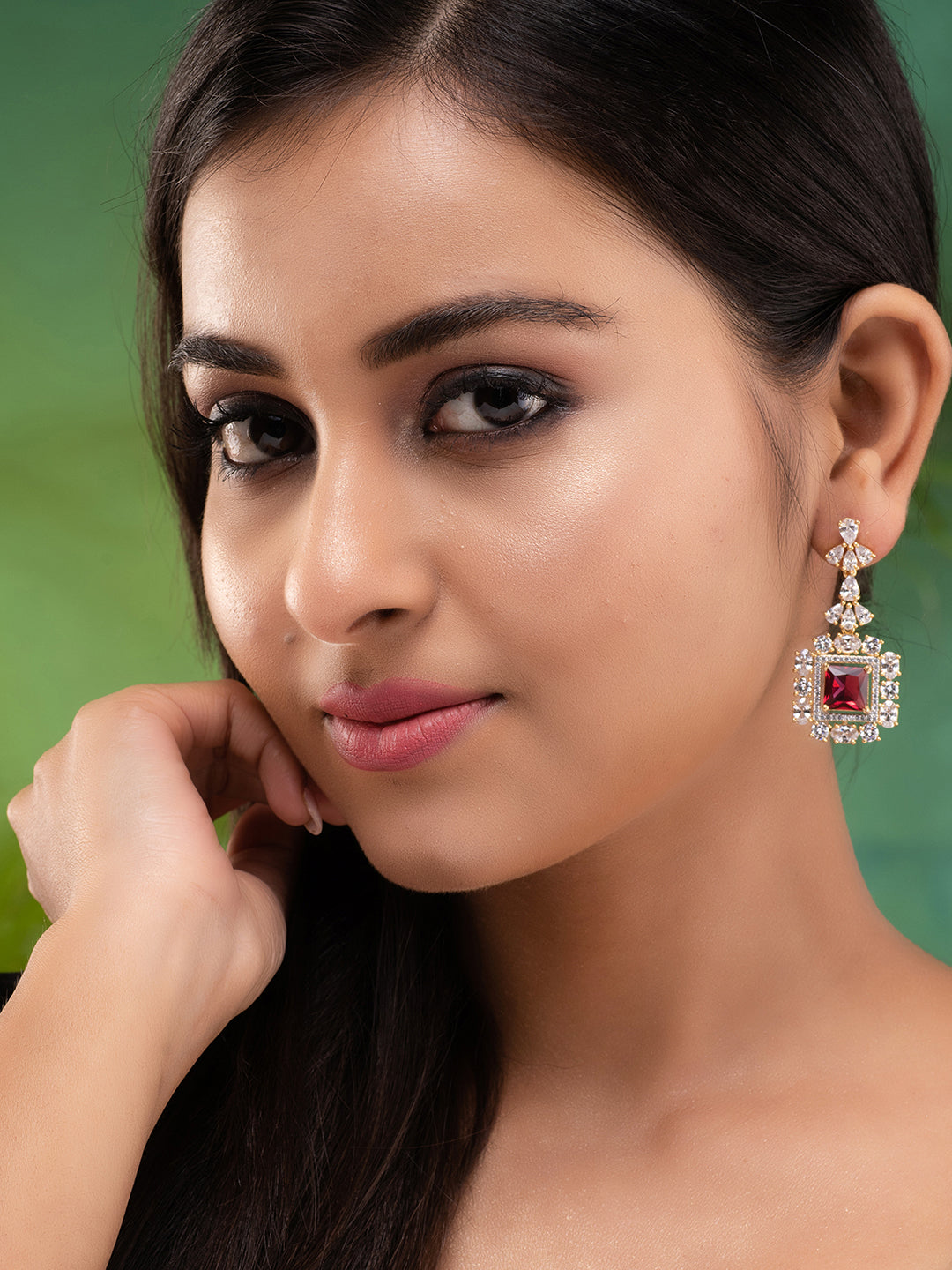 Red & White GoldPlated AD Studded Contemporary Drop Earrings, zaveri pearls, sale price rs, sale price, sale gold plated, sale gold, sale, rubans, ring, regular price, priyassi jewellery, kus