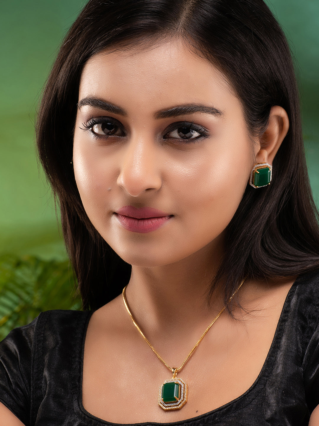 GoldPlated White & Green AD Studded Jewellery Set, zaveri pearls, sale price rs, sale price, sale gold plated, sale gold, sale, rubans, ring, regular price, priyassi jewellery, kushal's - Sar